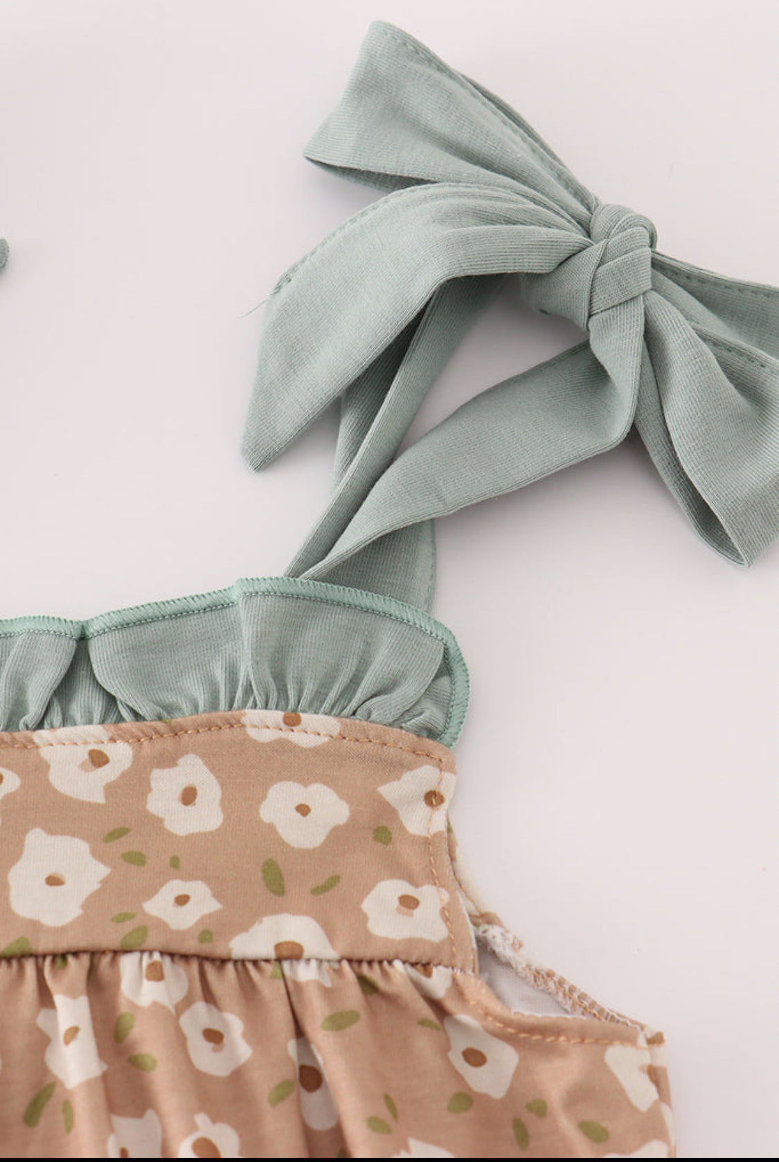 Mustard and Mint Floral Print Ruffle Girl Bubble