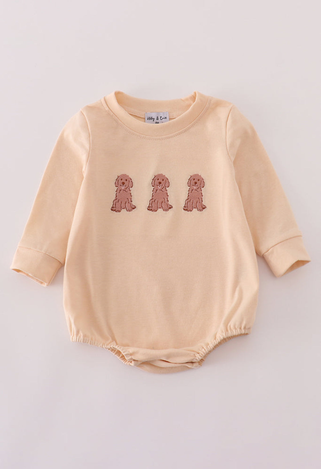 Cream Puppy Embroidery Boy Bubble