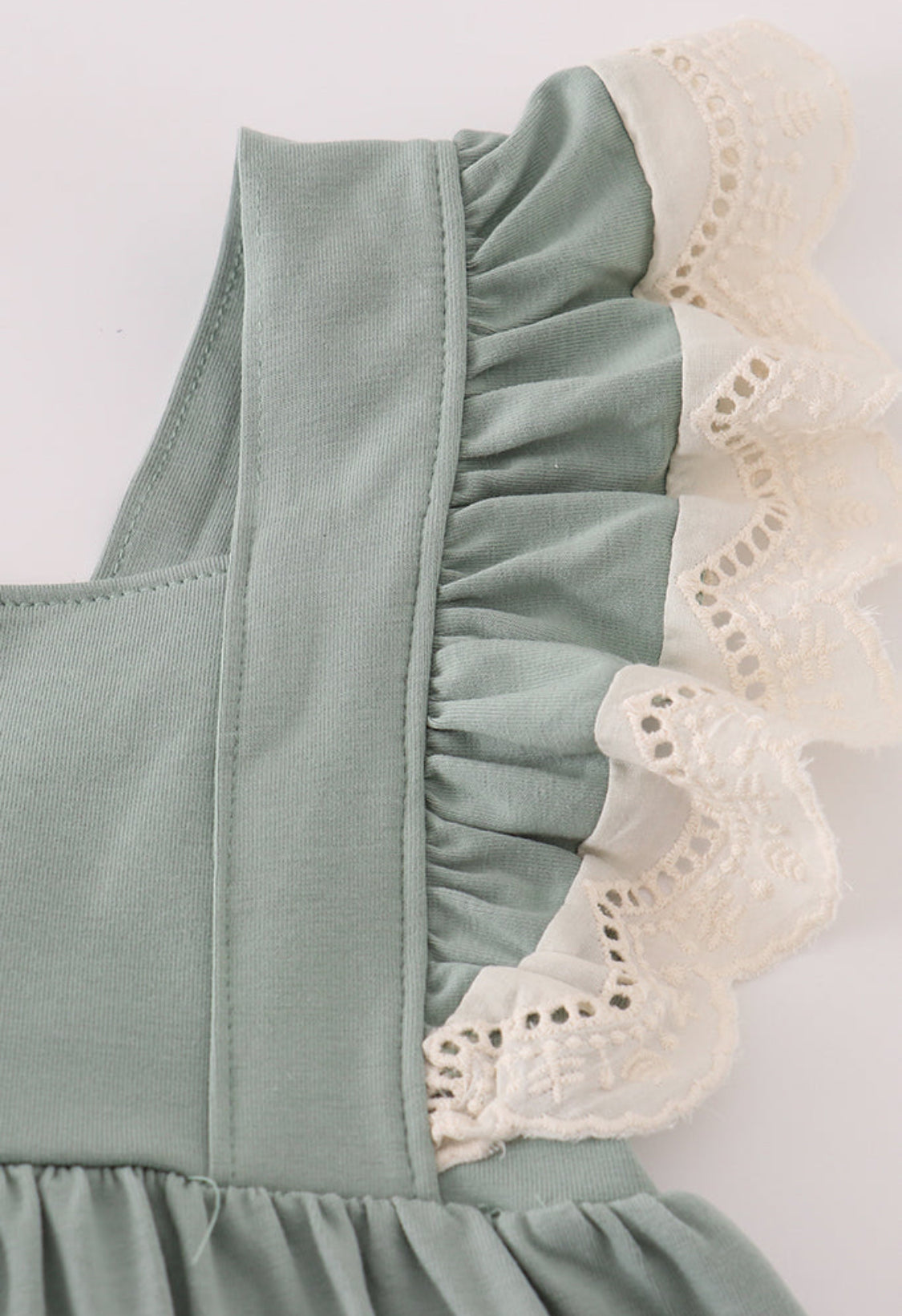 Sage Lace Ruffle Girl’s Dress
