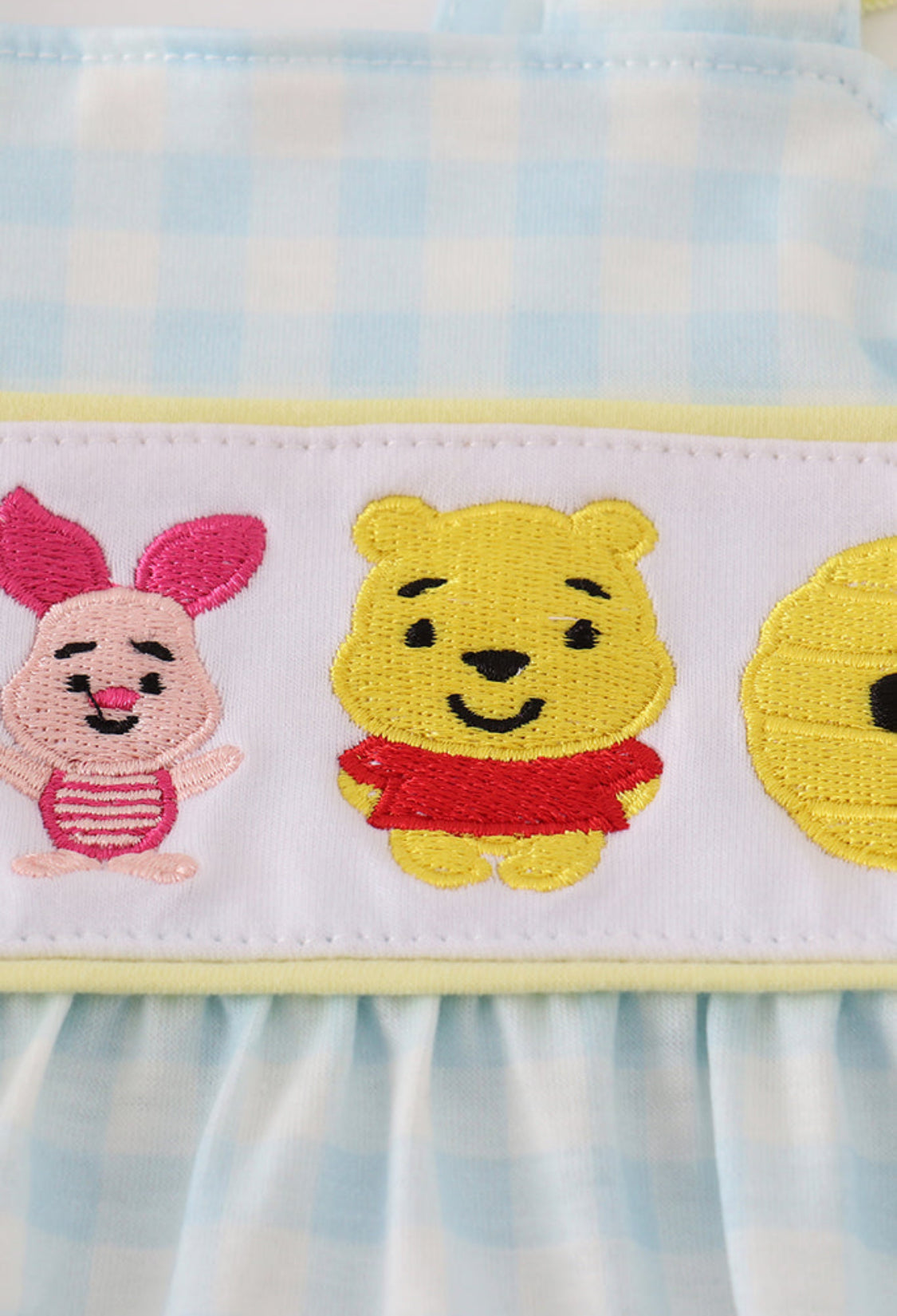 Blue Character Embroidery Gingham Girl’s Bloomer Set.