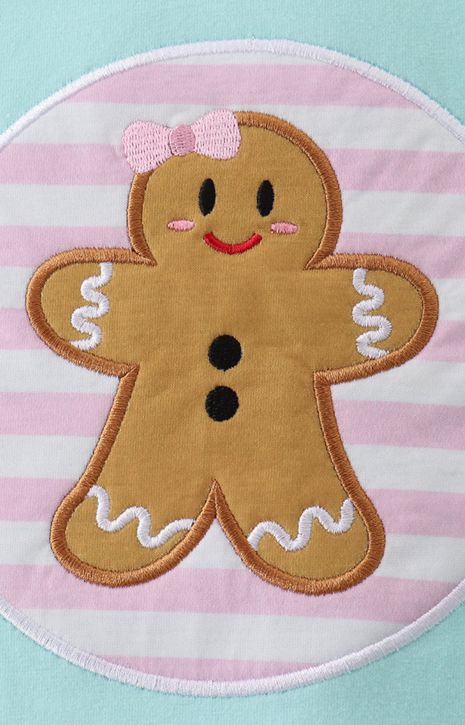 Blue Gingerbread Appliqué Ruffle Dress