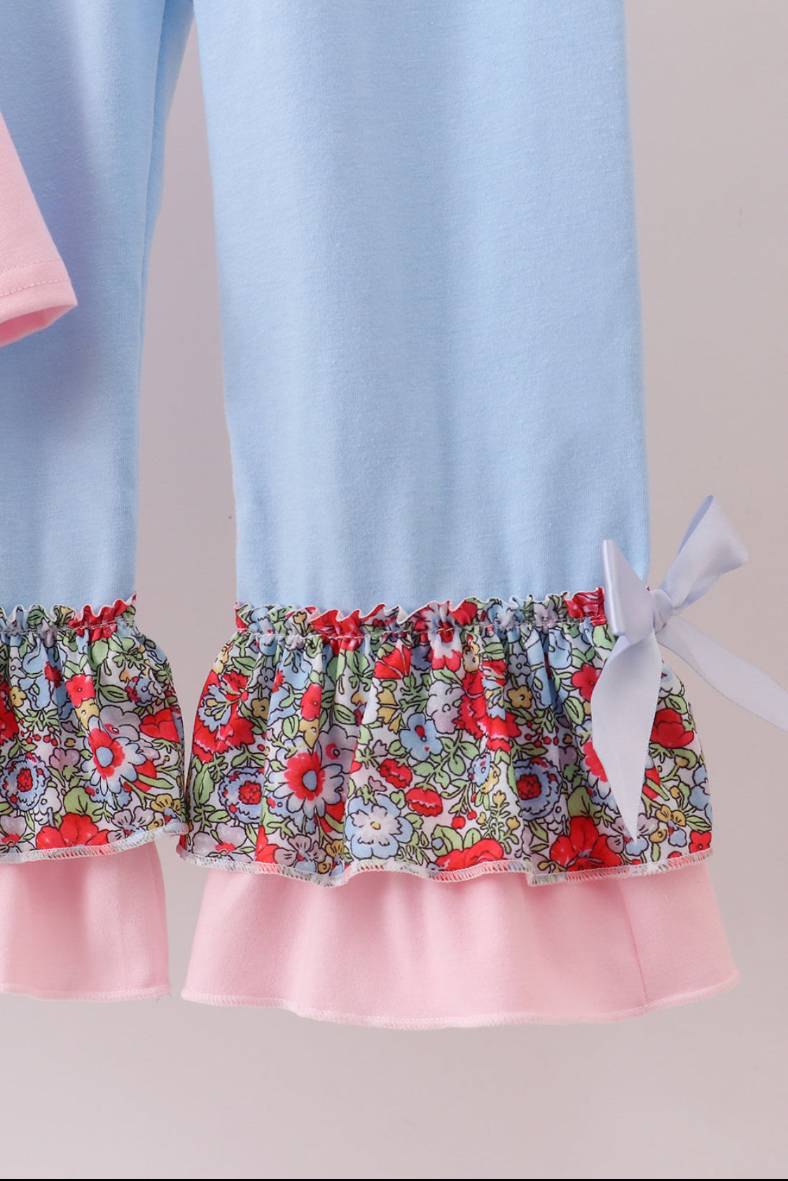 Pink Christmas Tree Appliqué Ruffle Girl’s Pants Set I