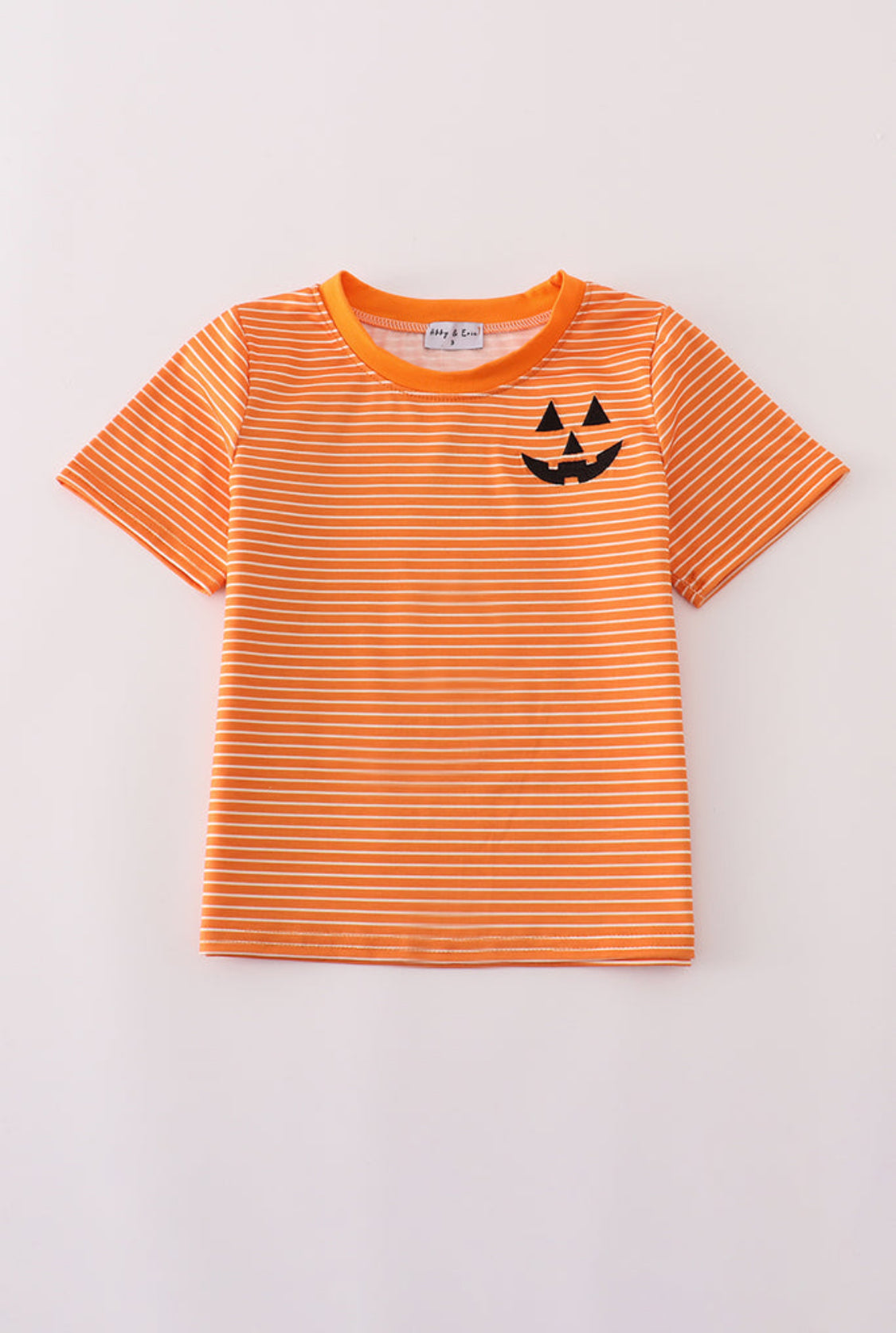 Orange Halloween Embroidery Stripe Boy’s Top