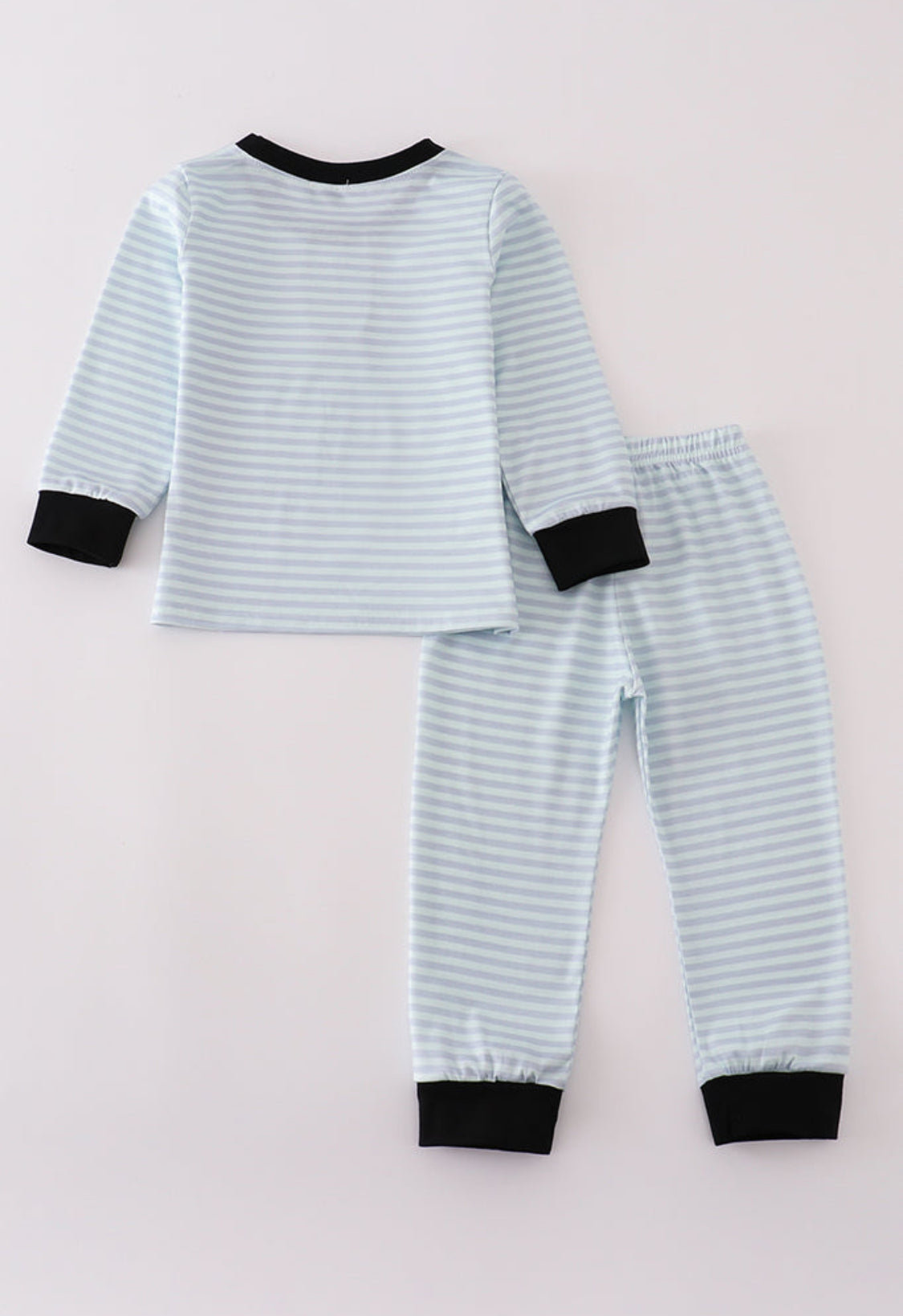 Blue Halloween Spider Embroidery Stripe Boy’s Pants Set