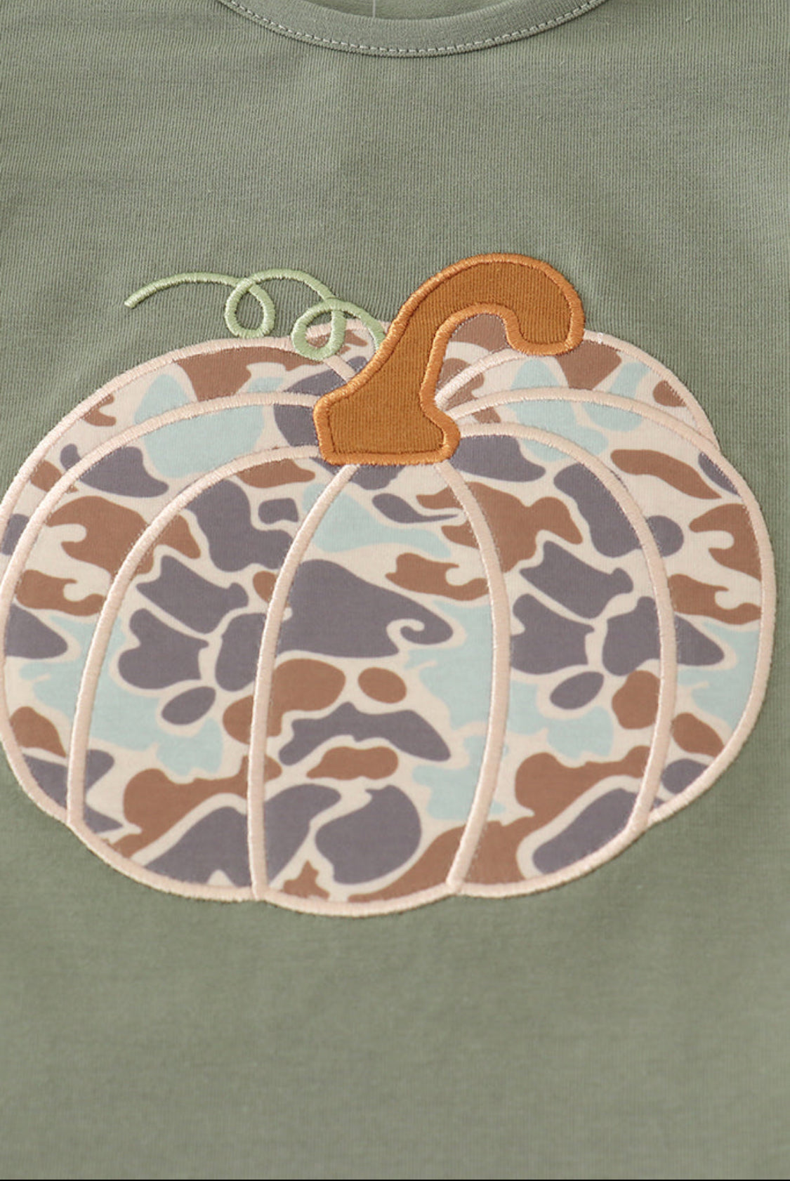 Camouflage Print Pumpkin Appliqué Ruffle Girl’s Bloomer Set