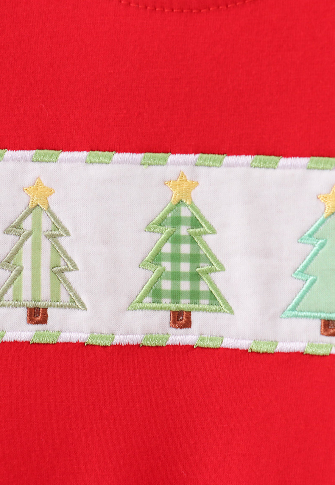 Red Christmas Tree Embroidery Boy’s Pants Set
