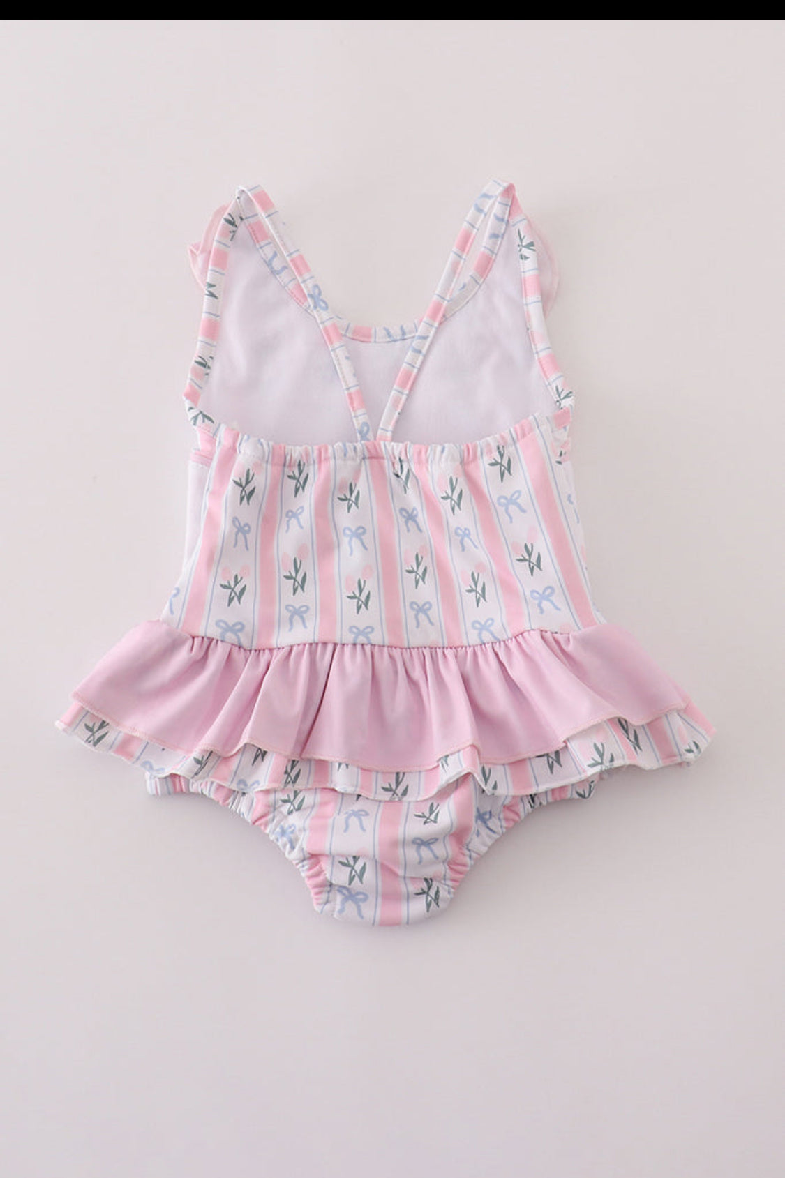 Pink Bow Embroidery Swimsuit Set UPF50+