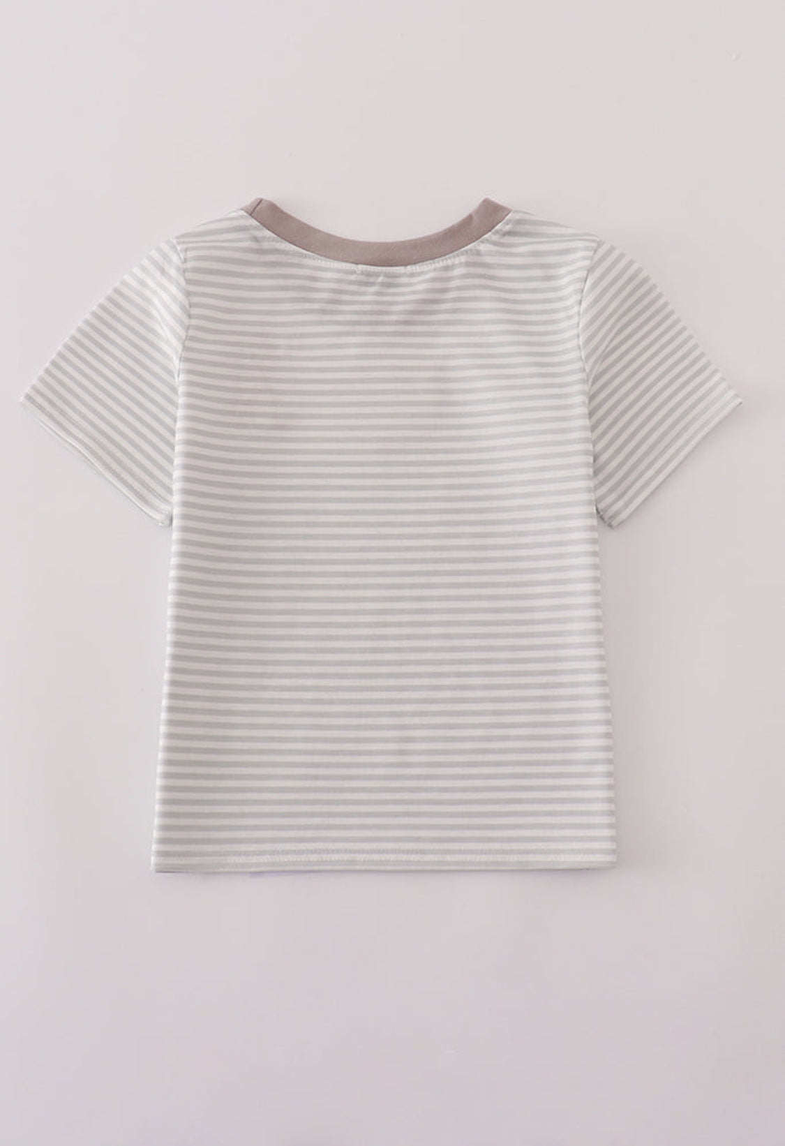 Grey Puppy Embroidery Stripe Boy’s Top
