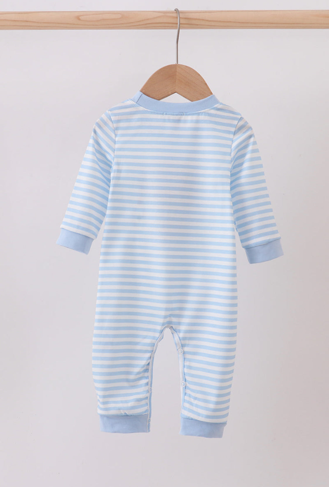 Blue Stripe Reindeer Applique Boy’s Romper