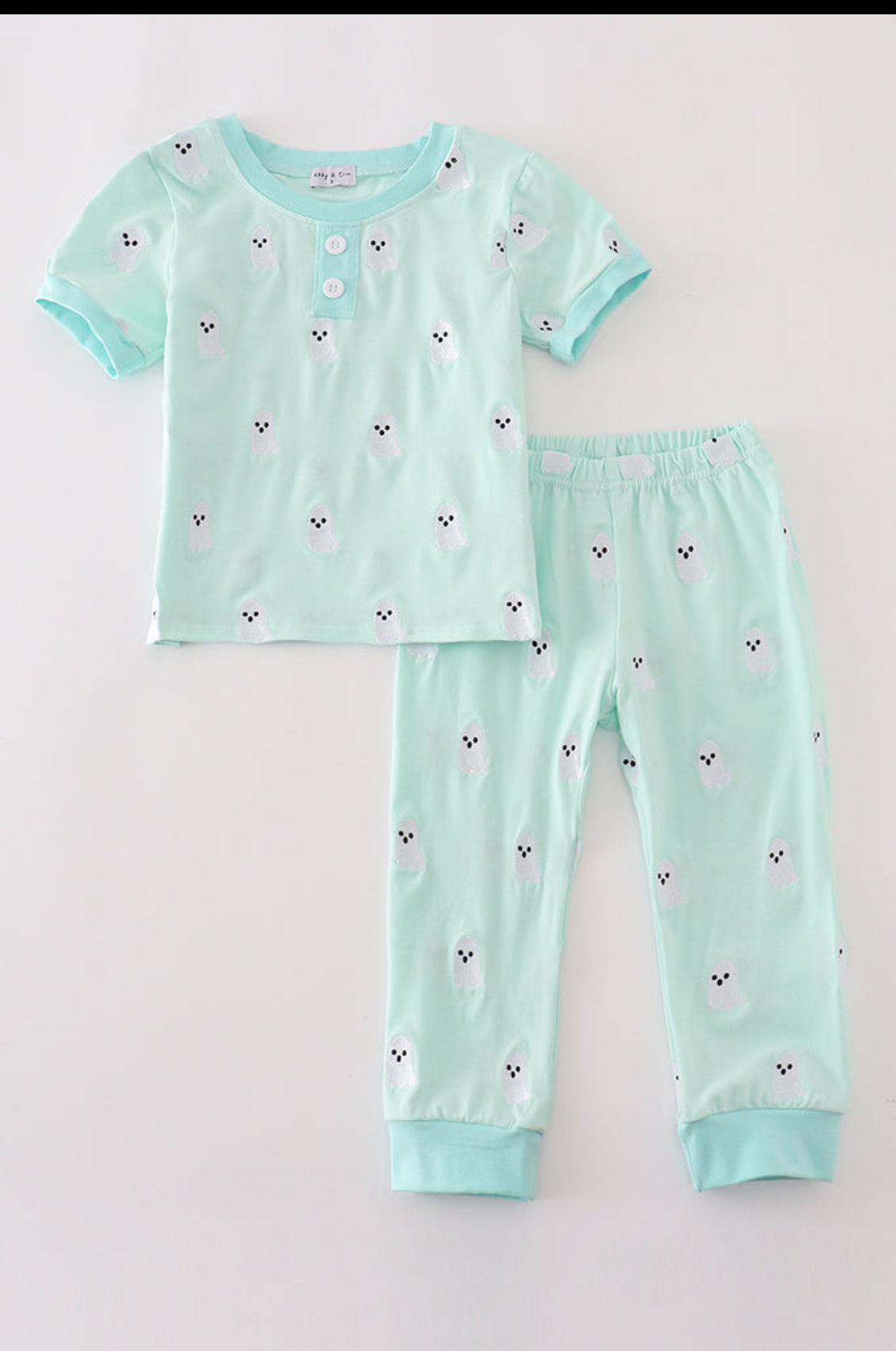 Green Ghost Embroidery Boy’s Pajamas Set