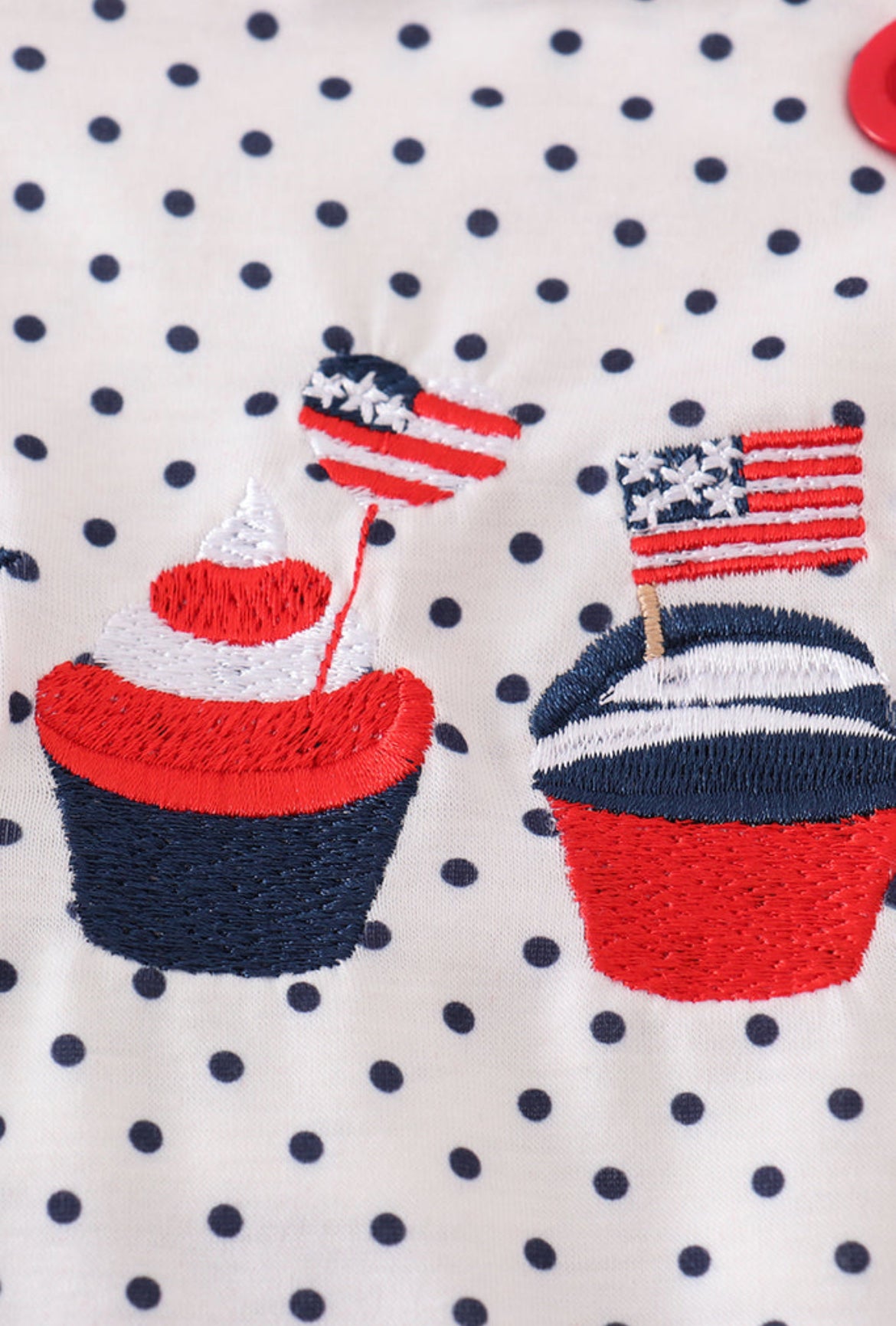 Red Cake Embroidery Dot Ruffle Boy’s Bubble