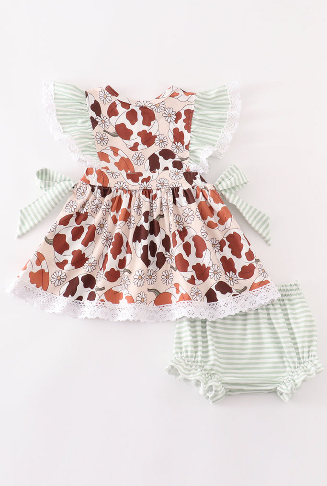 Pumpkin Daisy Leopard Girl Baby Bloomer Set