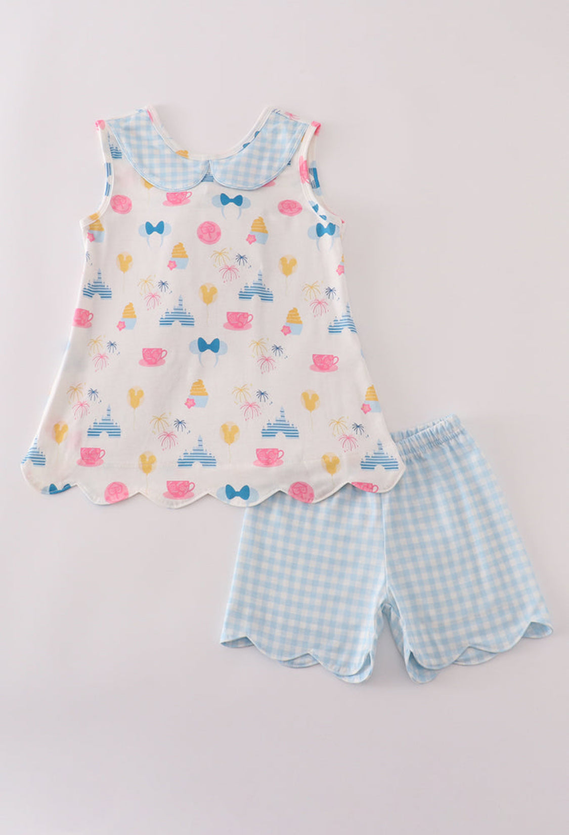 Fireworks Castle Print Girl’s Short Set