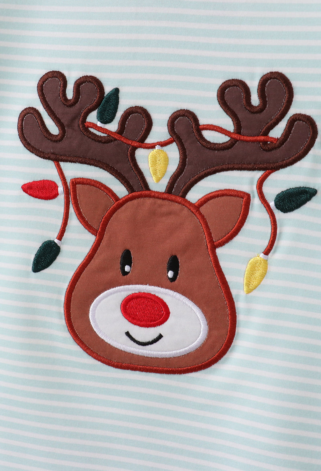 Blue Reindeer Applique Stripe Boy’s Romper