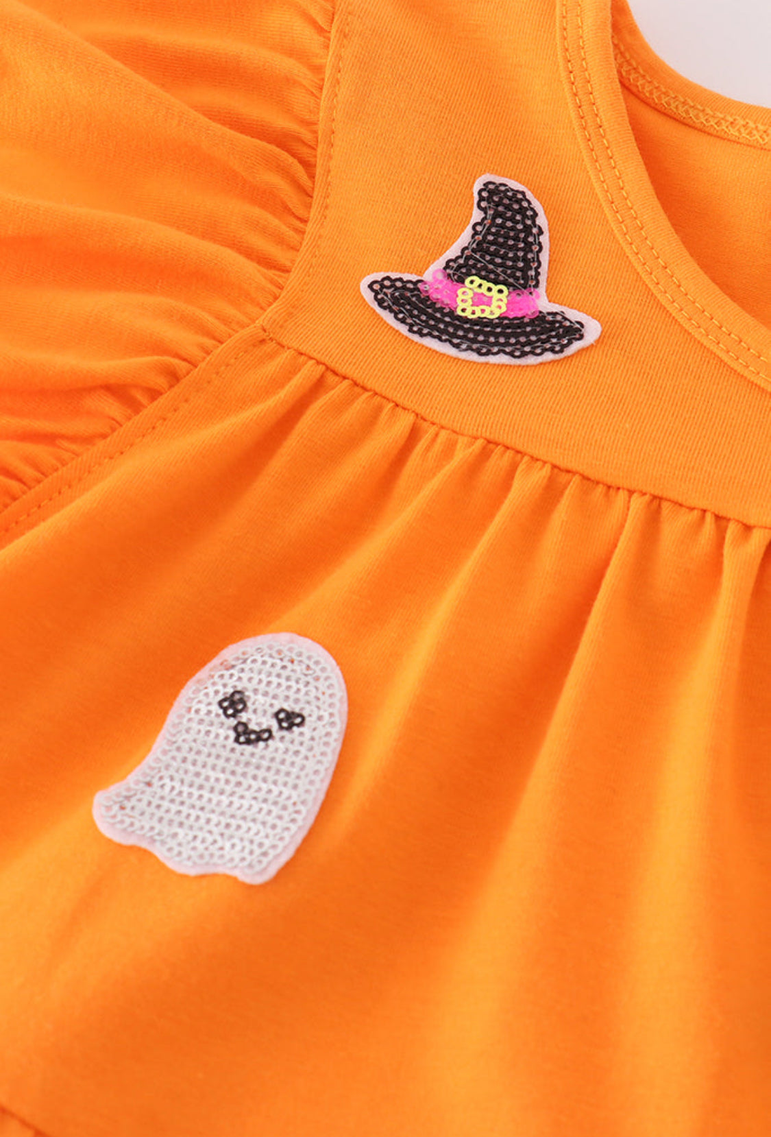 Orange Ghost Witch Sequin Ruffle Dress