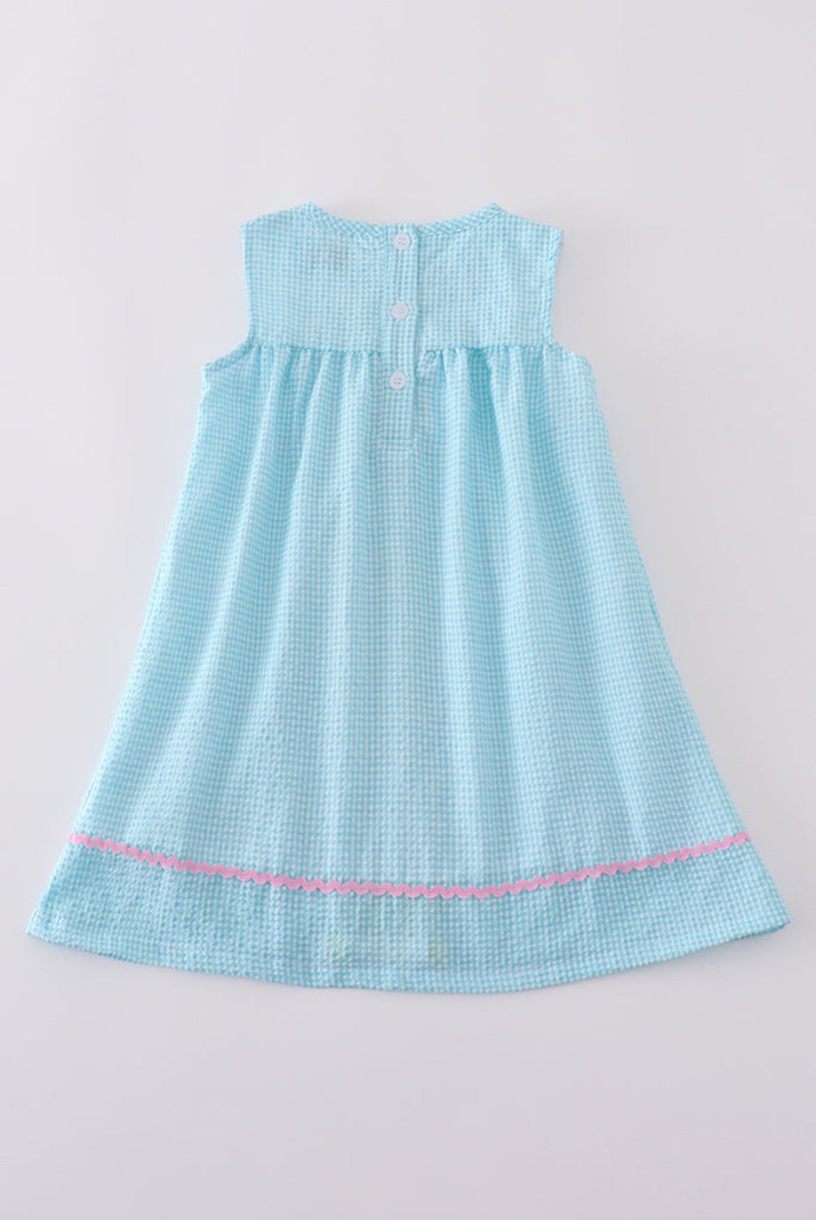 Girl’s Premium Mint Bunny Egg Embroidered Gingham Dress