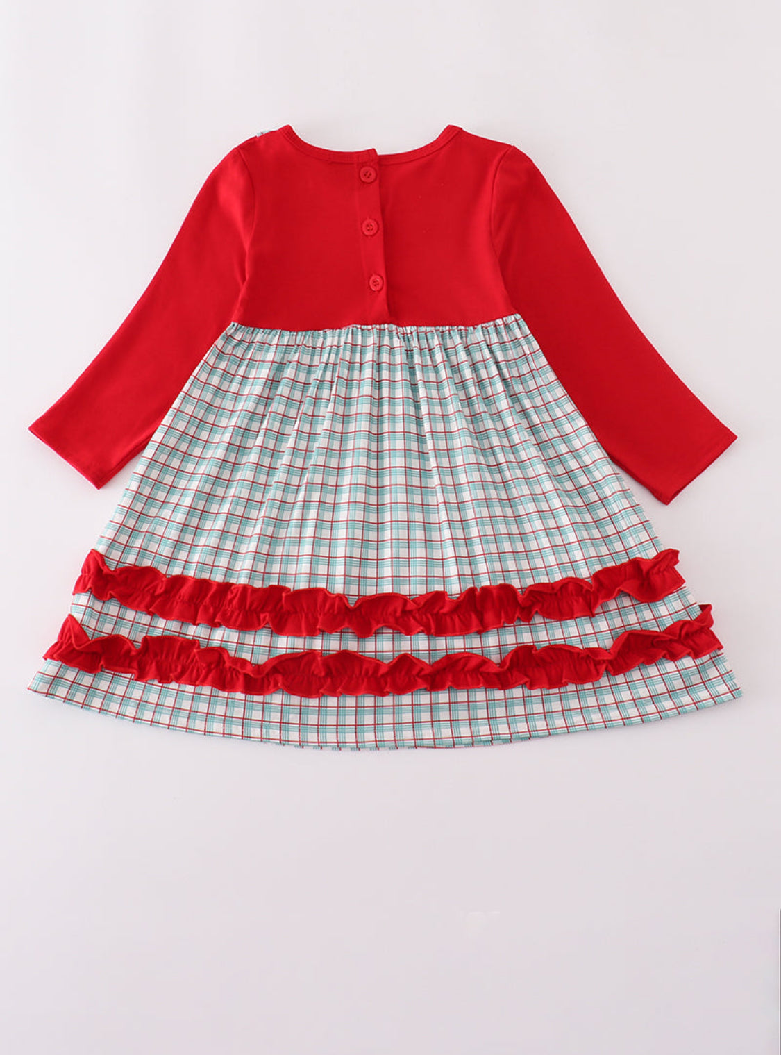 Red Gingerbread Appliqué Ruffle Dress
