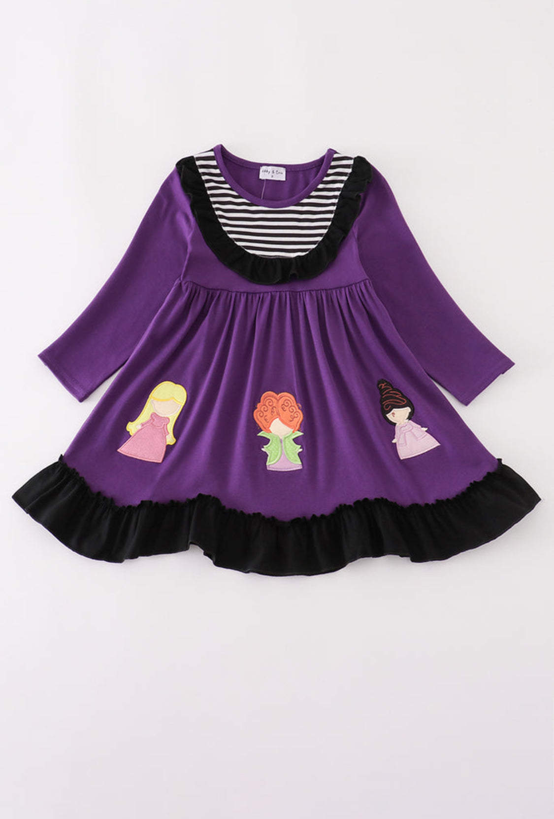 Purple Halloween Witch Appliqué Dress