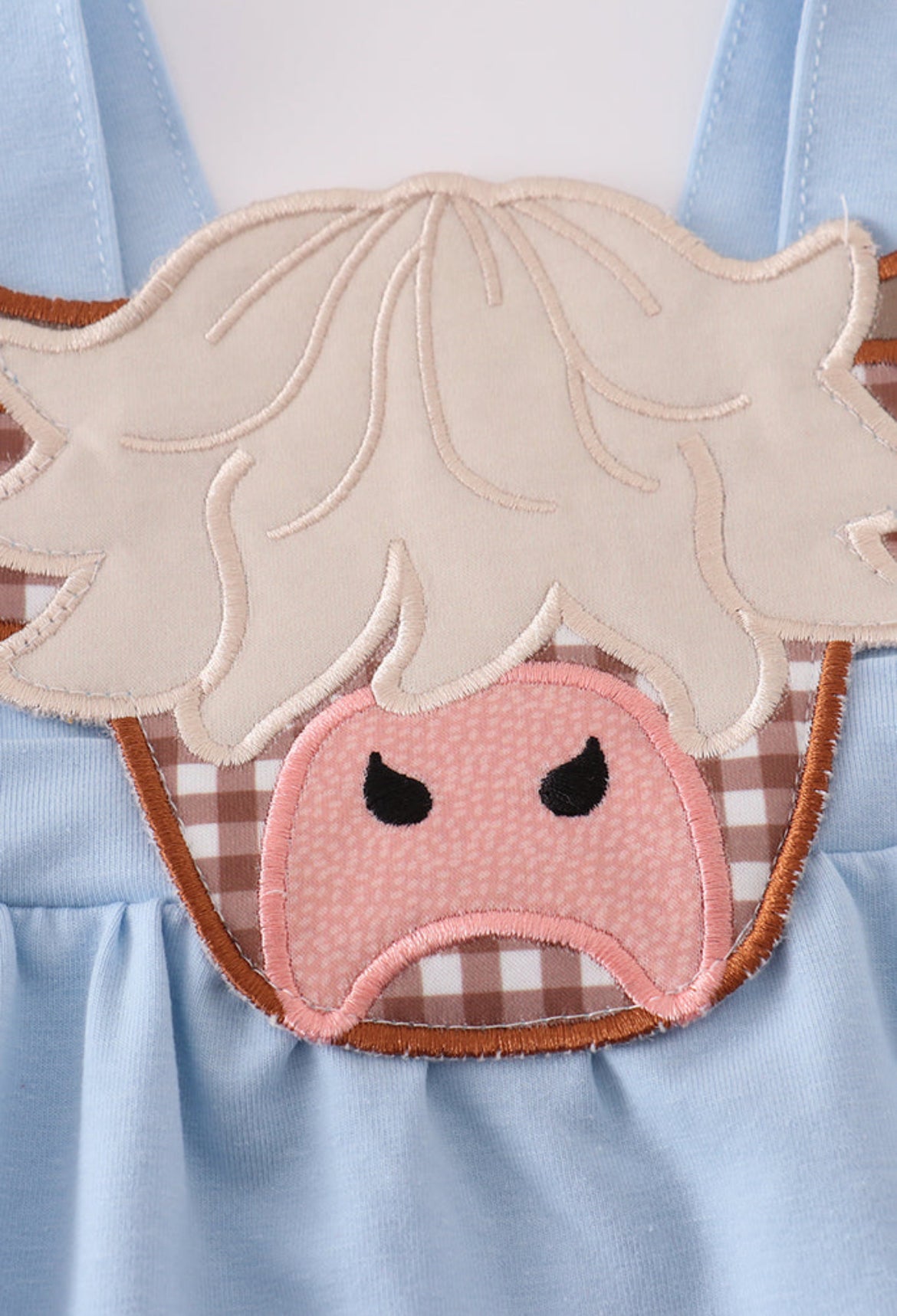 Blue Highland Cow Appliqué Boy’s Bubble