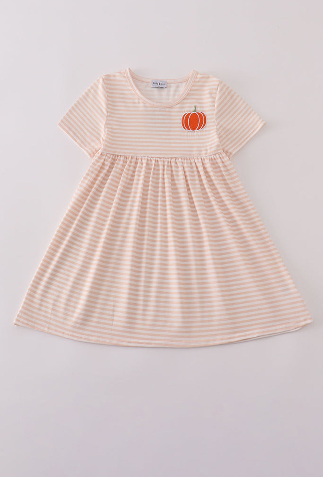 Pumpkin Embroidery Stripe Dress