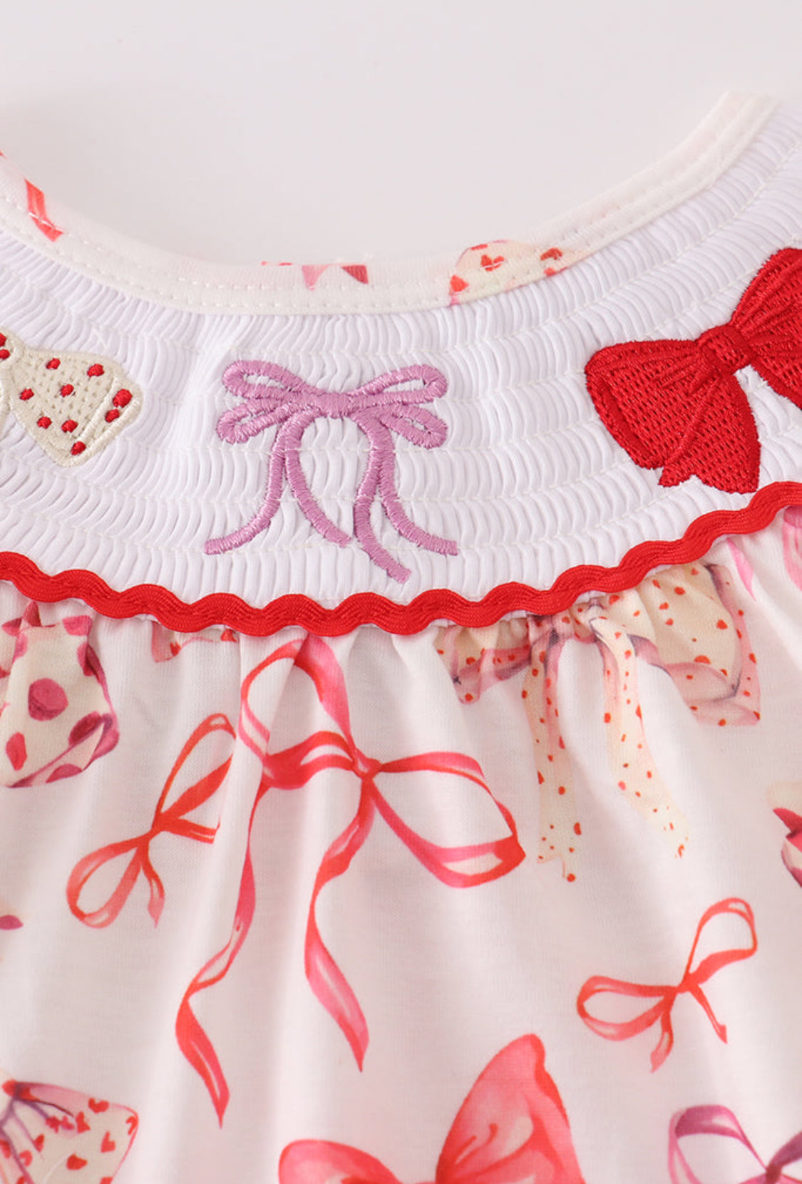 Red Bow Smocked Girl’s Bloomer Set