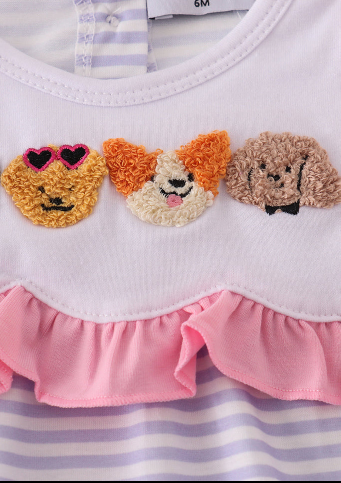 Purple Puppy French Knot Stripe Girl’s Bloomer Set