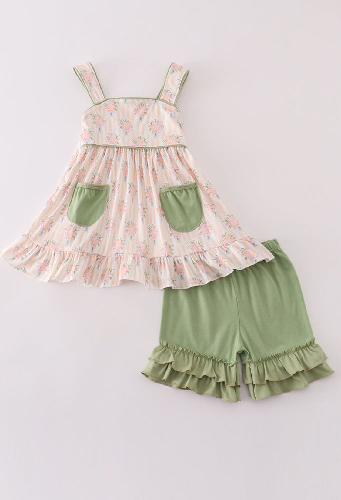 Sage Floral Print Girl Set