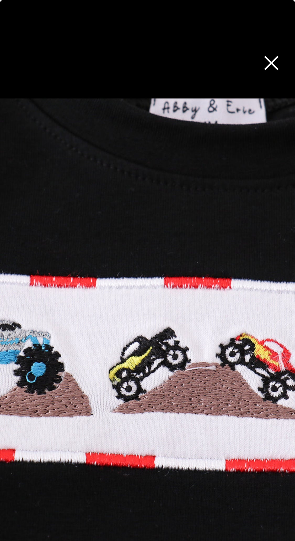 Black Monster Truck Embroidery Boy’s Shorts Set
