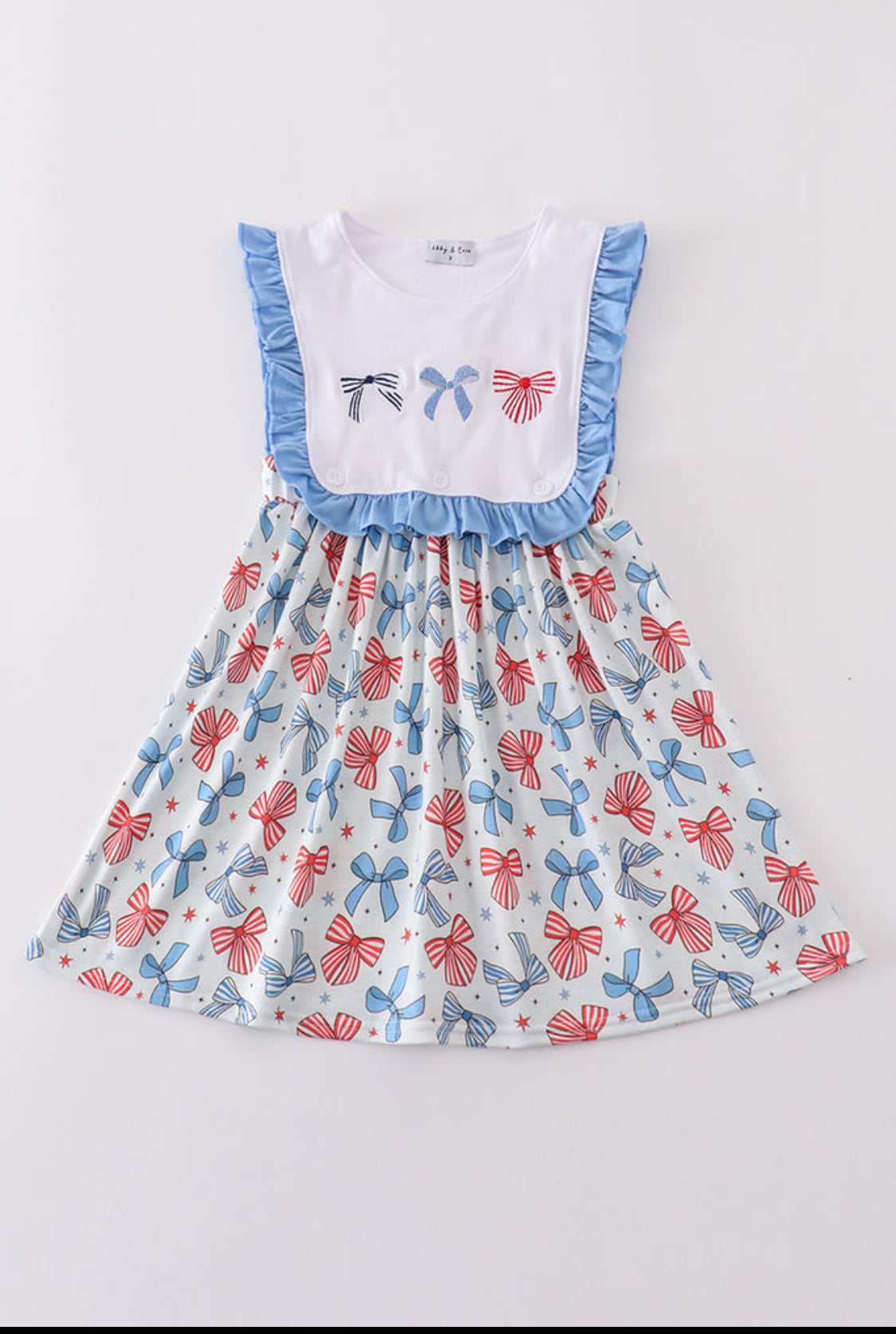 Bow Trellis Embroidery Ruffle Dress