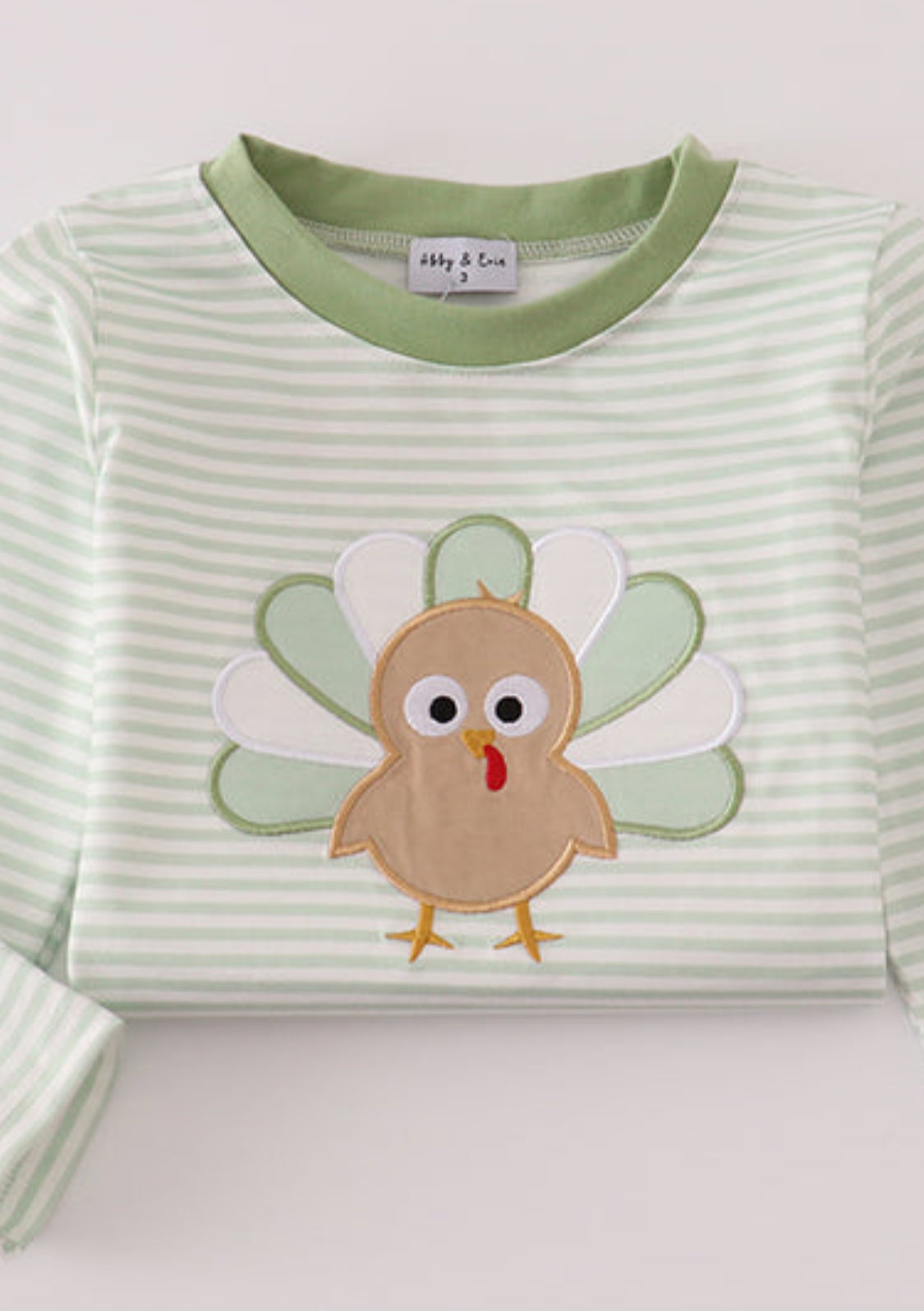Sage Turkey Appliqué Stripe Boy’s Tops