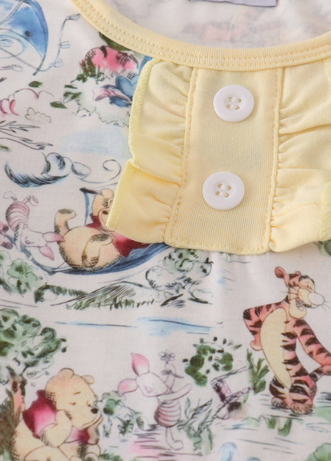 Yellow Character Print Girl’s Ruffle Short Set