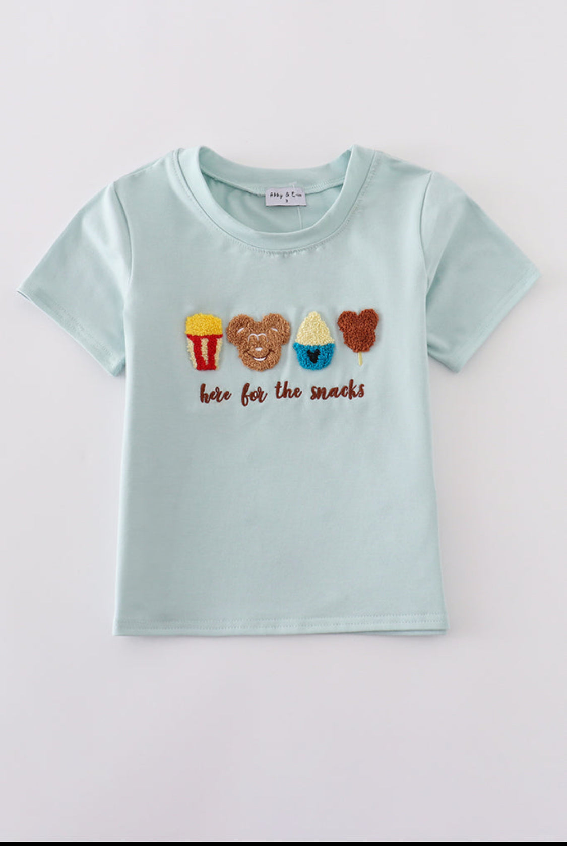 Blue Popcorn Cookies Ice Cream Embroidery Boy’s Top