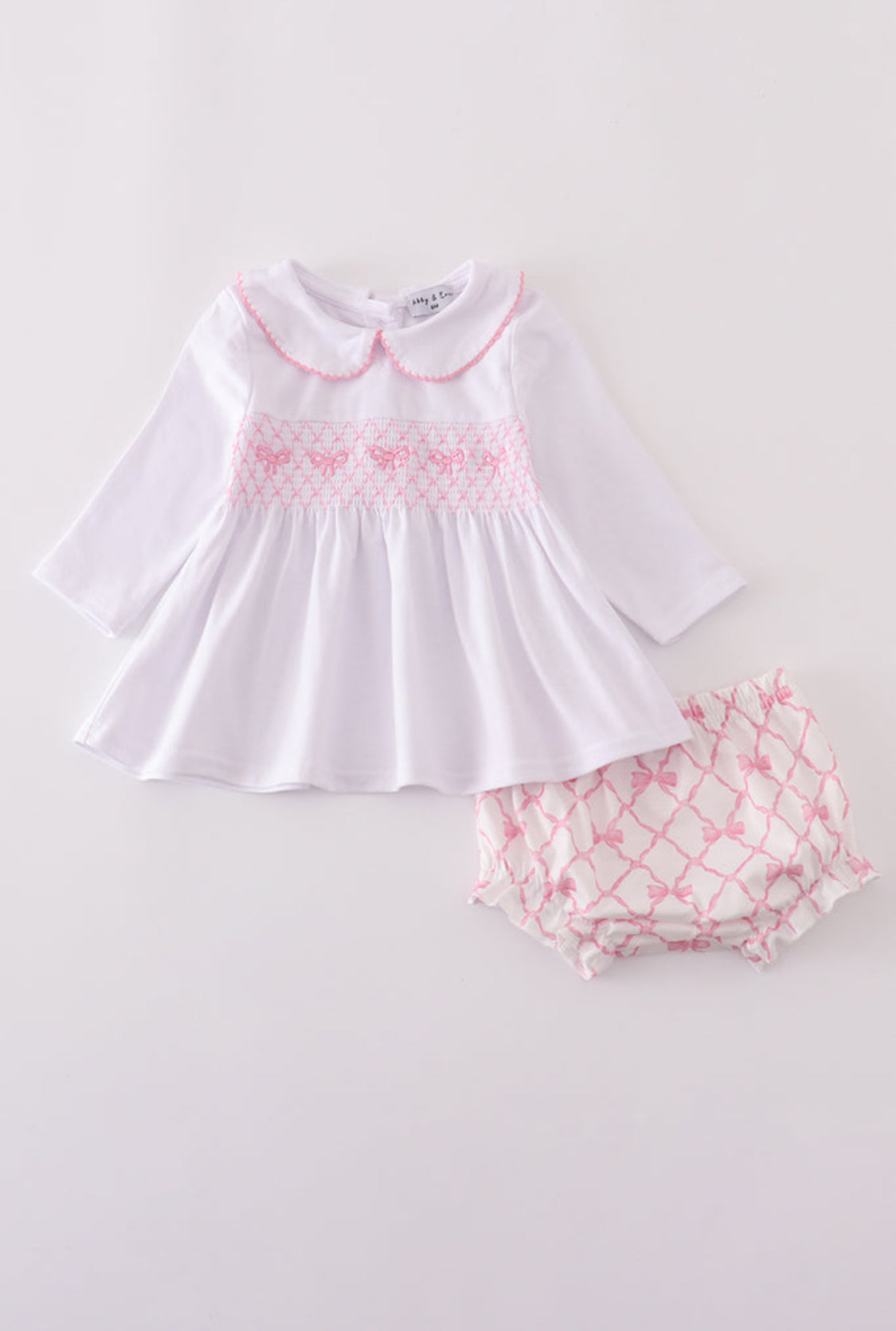 Pink Bow Smocked Girl’s Bloomer Set