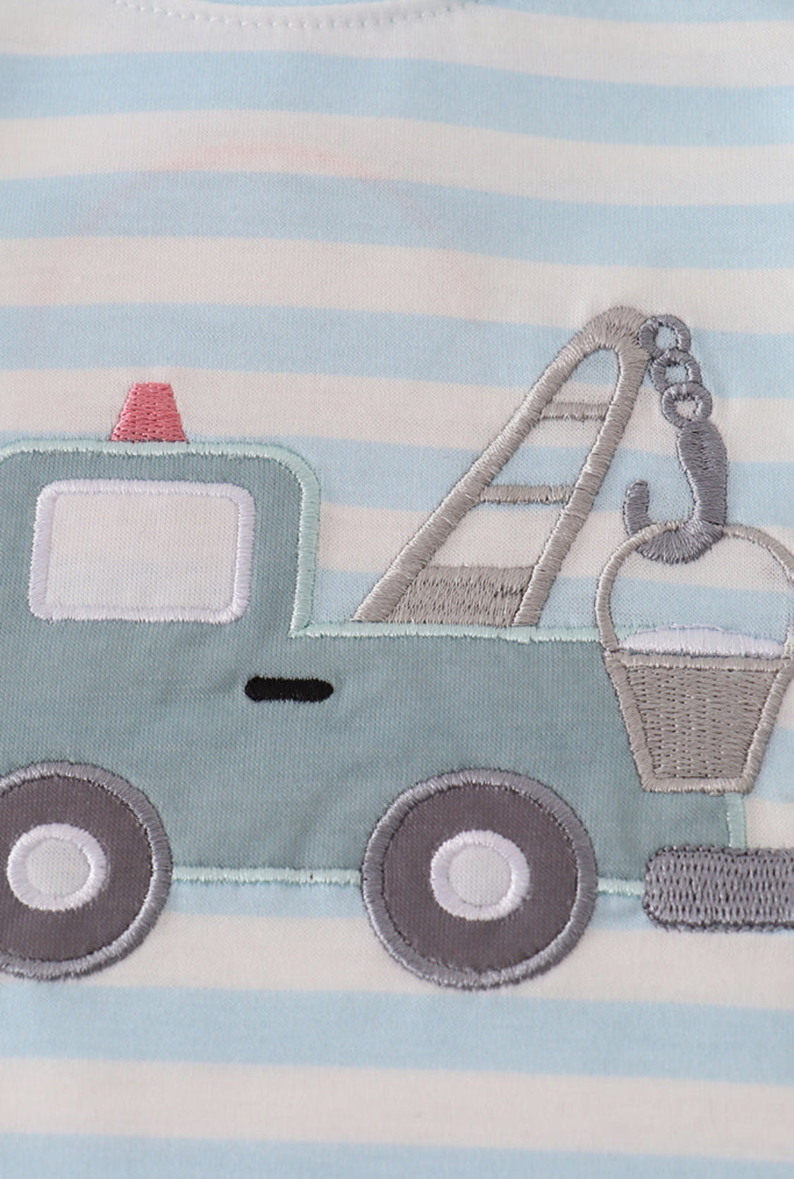 Blue Crane Appliqué Stripe Boy’s Romper