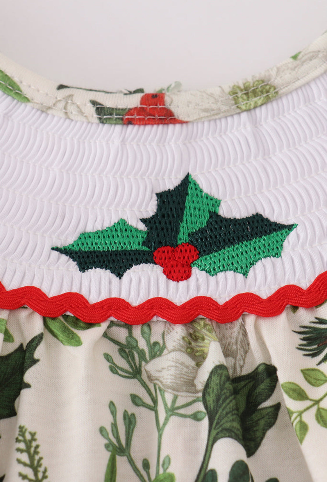 Green Holly Floral Smocked Bow Girl’s Bloomer Set