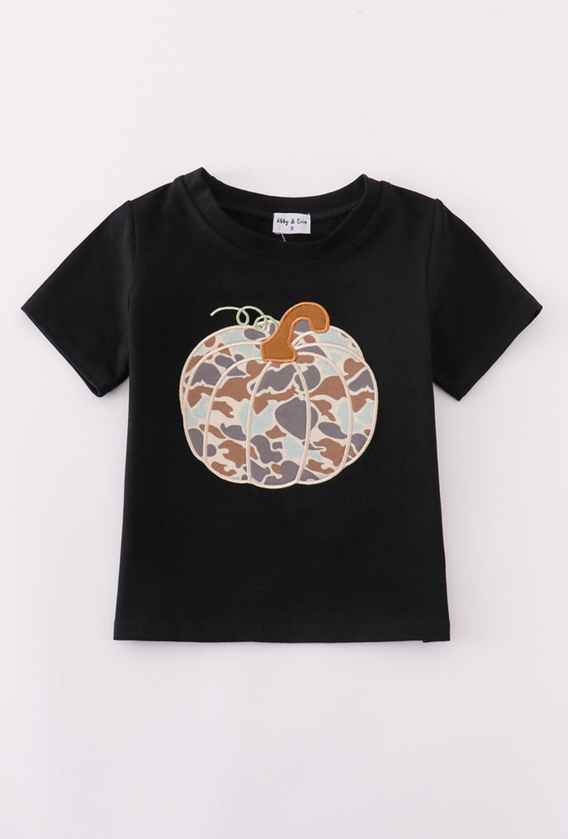 Black Camouflage Pumpkin Appliqué Unisex Top