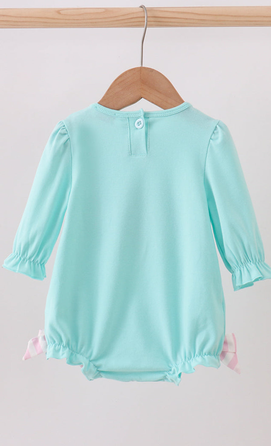 Blue Gingerbread Appliqué Ruffle Girl’s Bubble