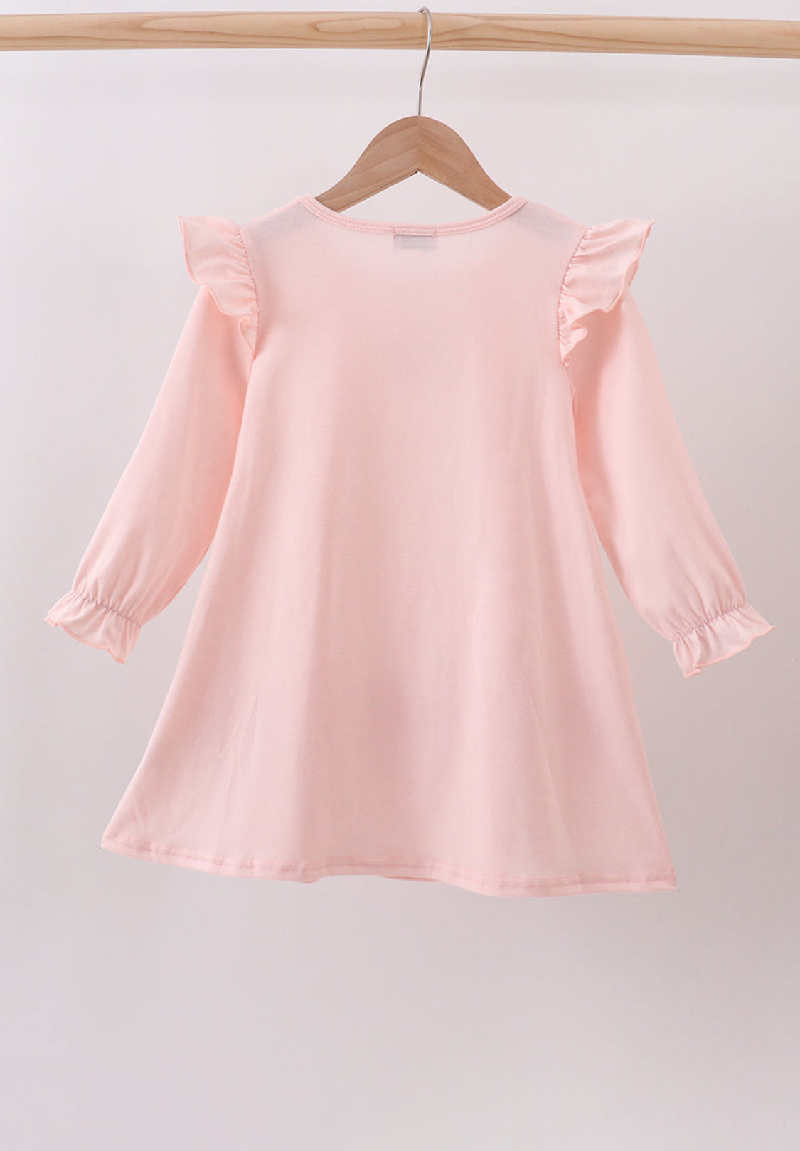 Pink Floral Bow Appliqué Ruffle Dress