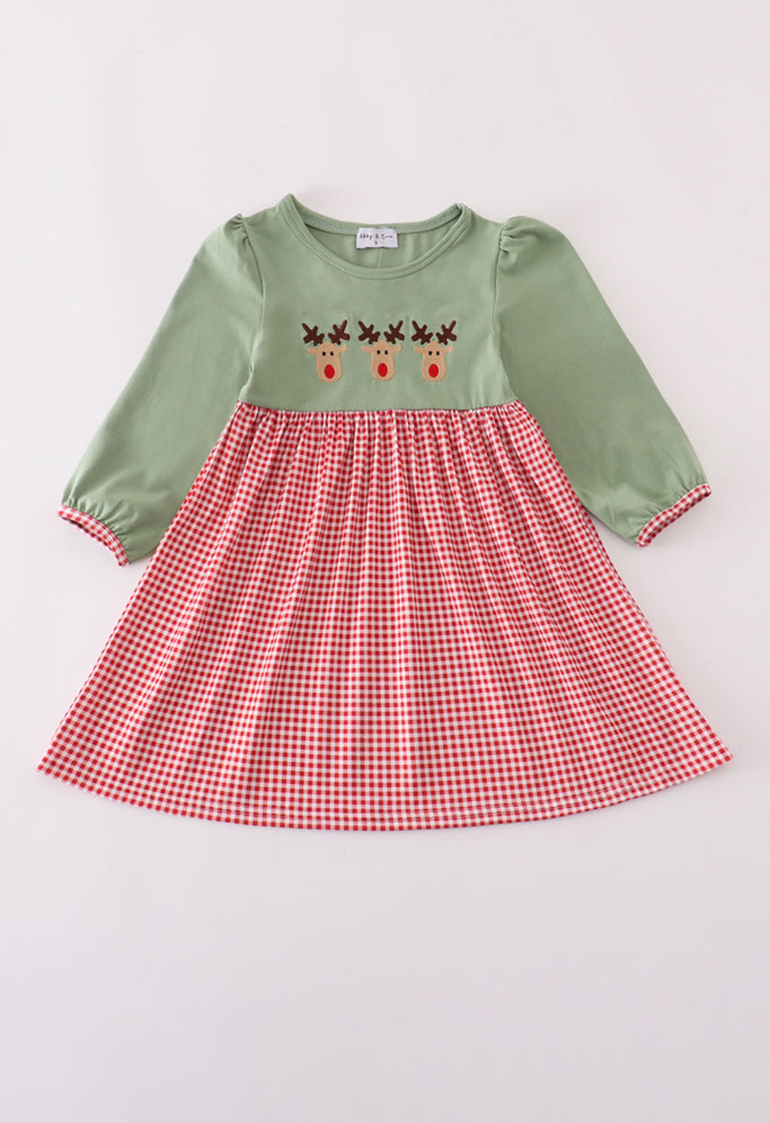 Green Reindeer Embroidery Dress