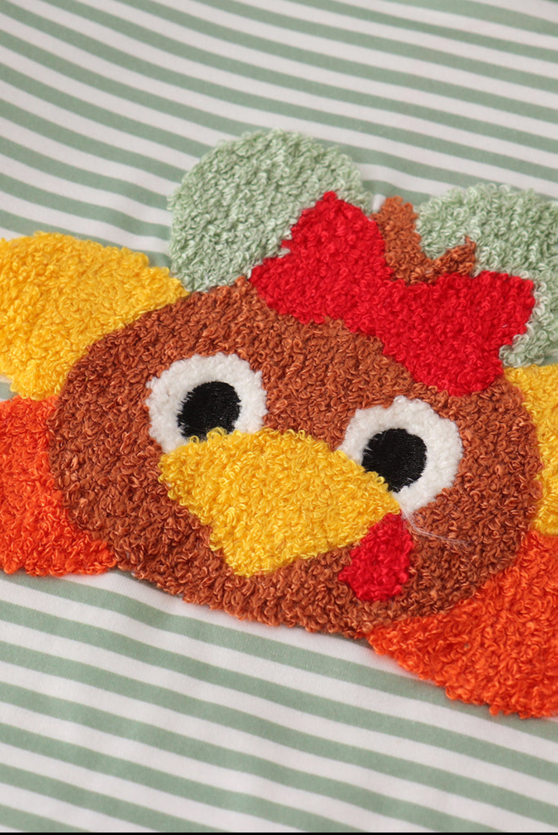 Green Turkey French Knot Stripe Girl’s Pants Set