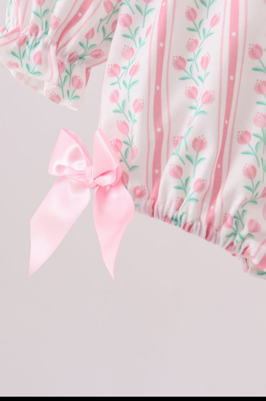 Floral Tulip Smocked Bow Girl’s Bubble