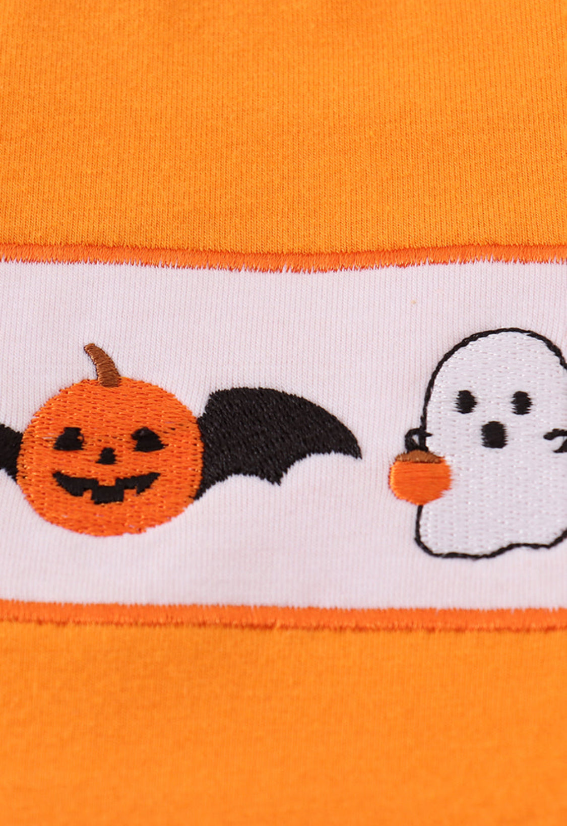 Orange Halloween Pumpkin Ghost Embroidery Unisex Top