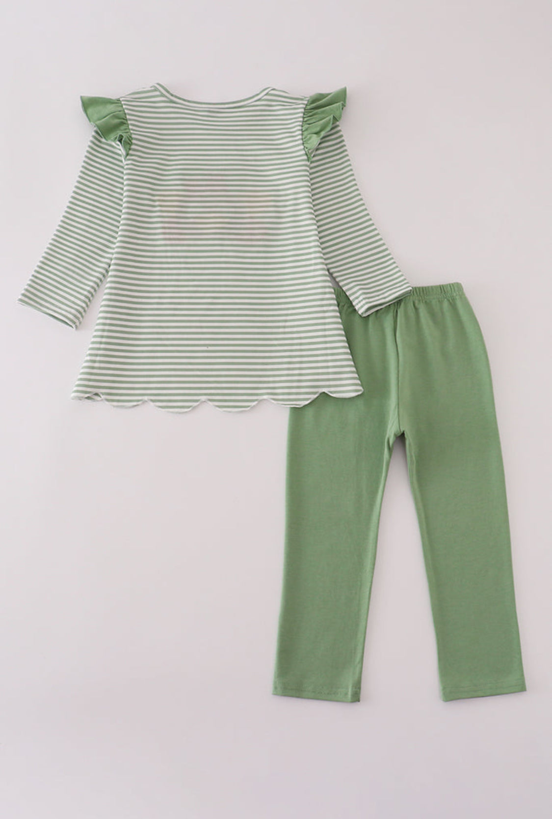 Green Turkey French Knot Stripe Girl’s Pants Set