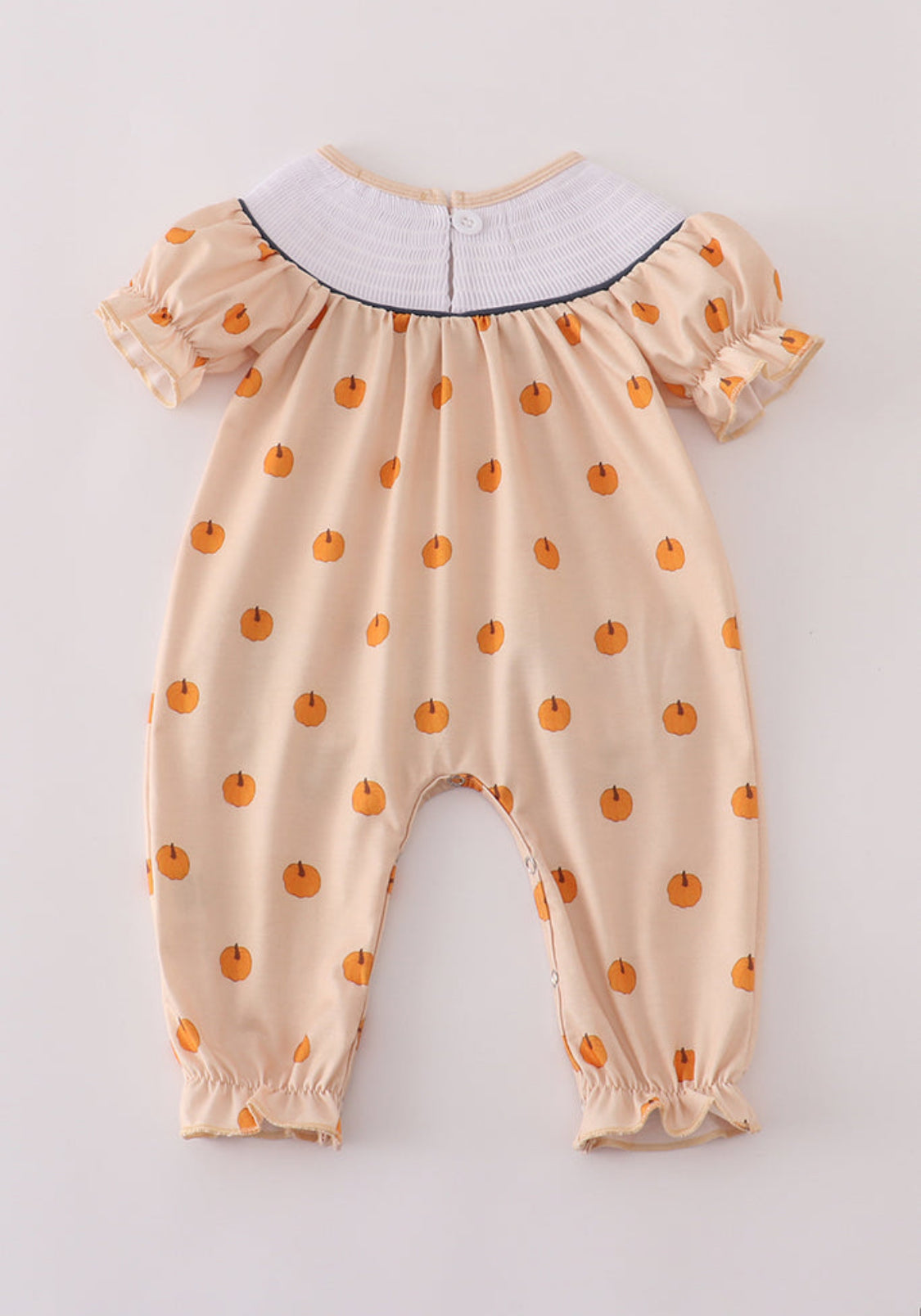 Khaki Embroidery Smocked Girl’s Romper