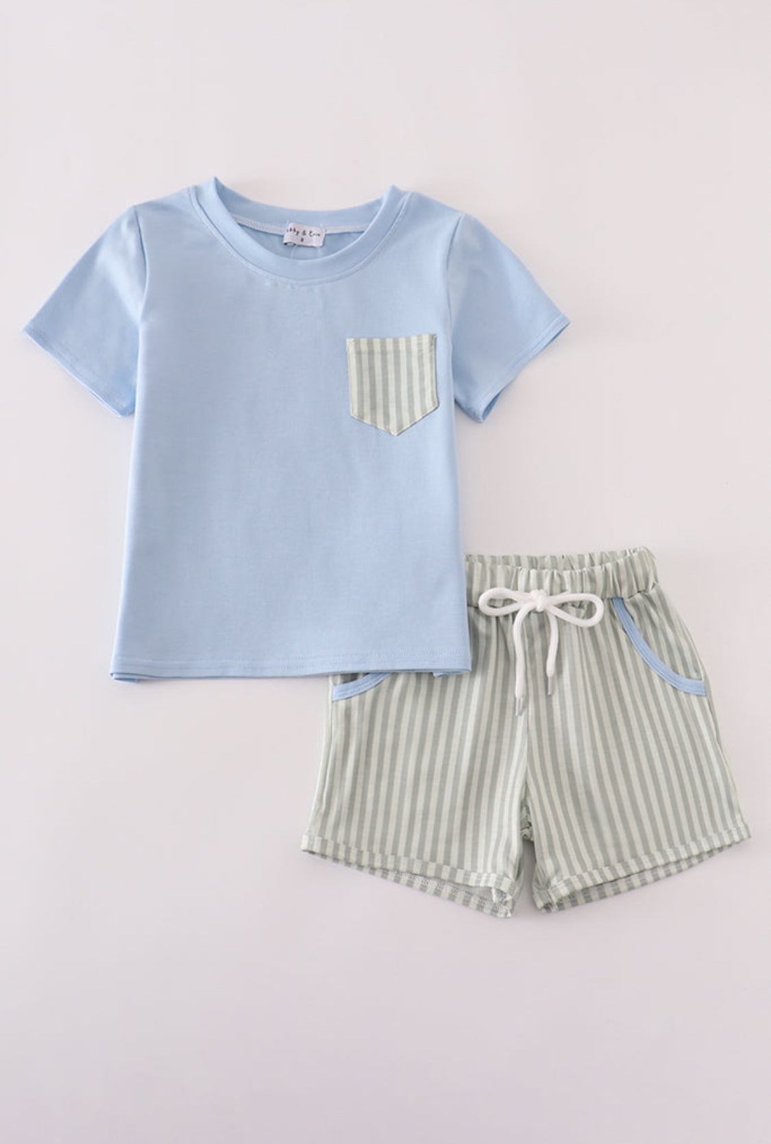 Blue Stripe Pocket Boy’s Short Set