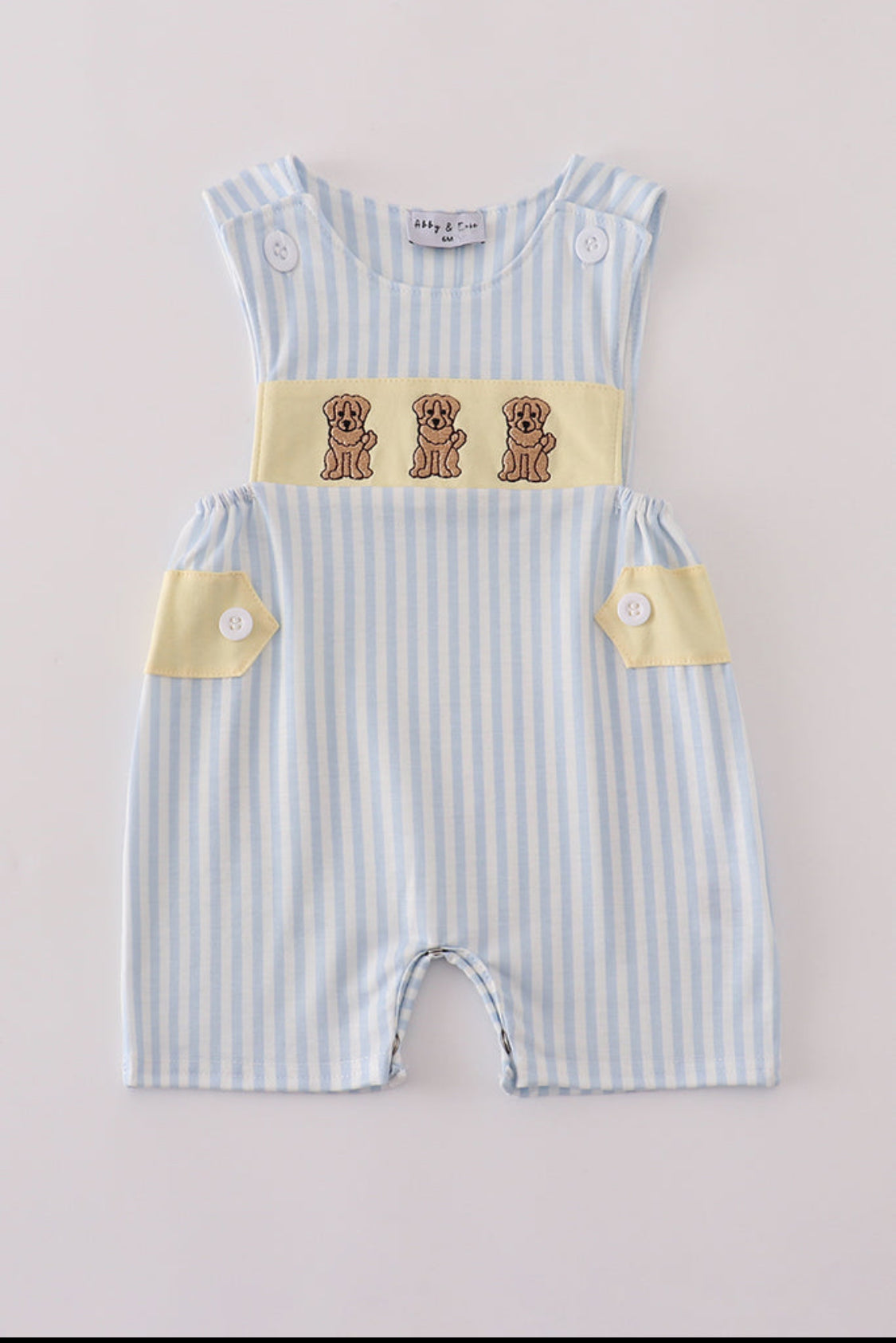 Blue Stripe Puppy Embroidery Boy’s JonJon