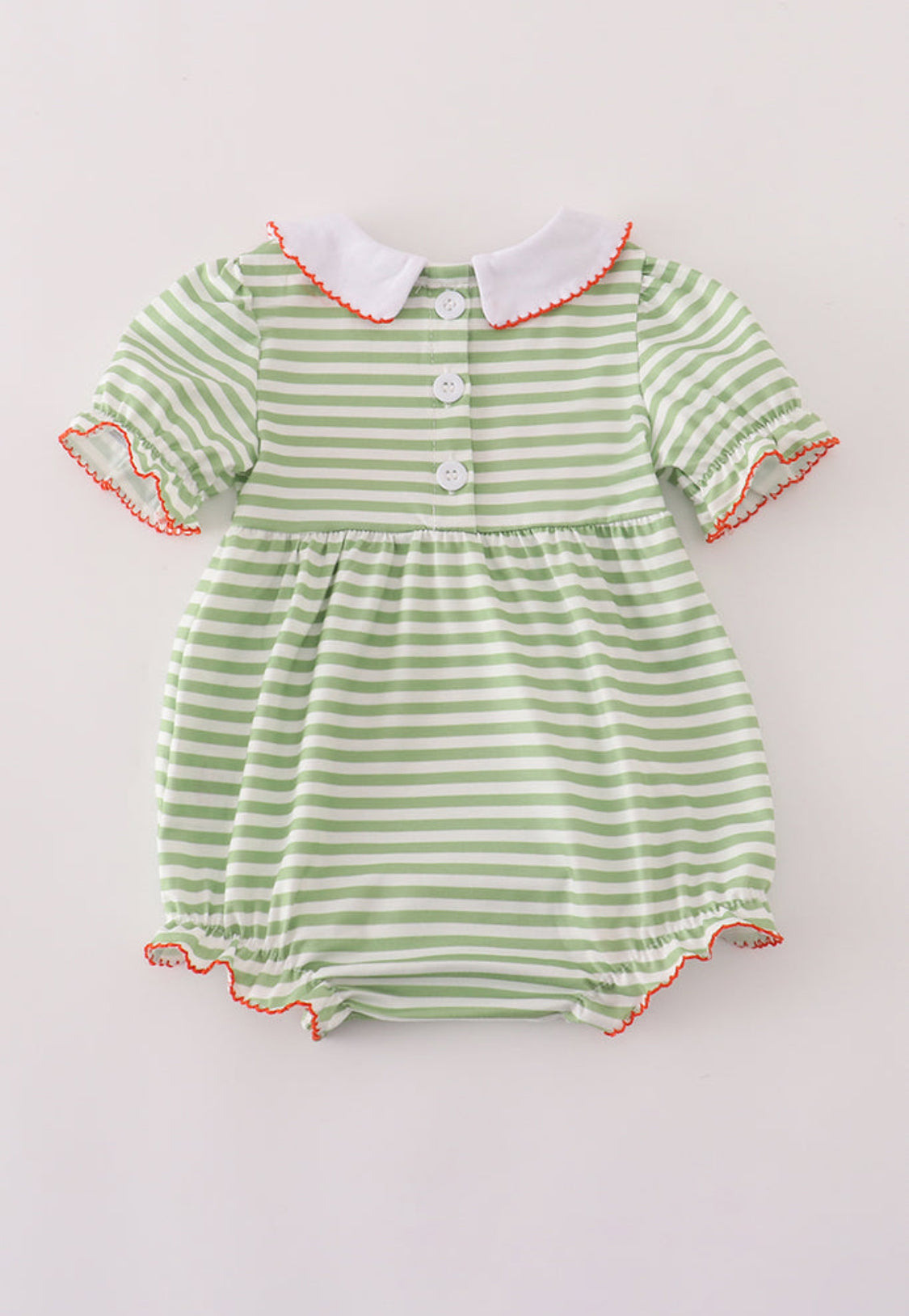 Green Stripe Embroidery Girl’s Bubble