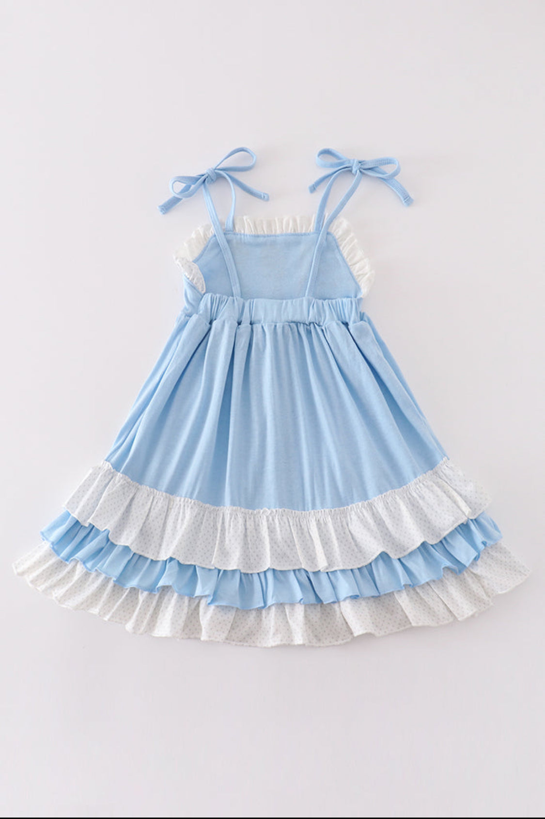 Blue Princess Embroidery Ruffle Girl’s Dress