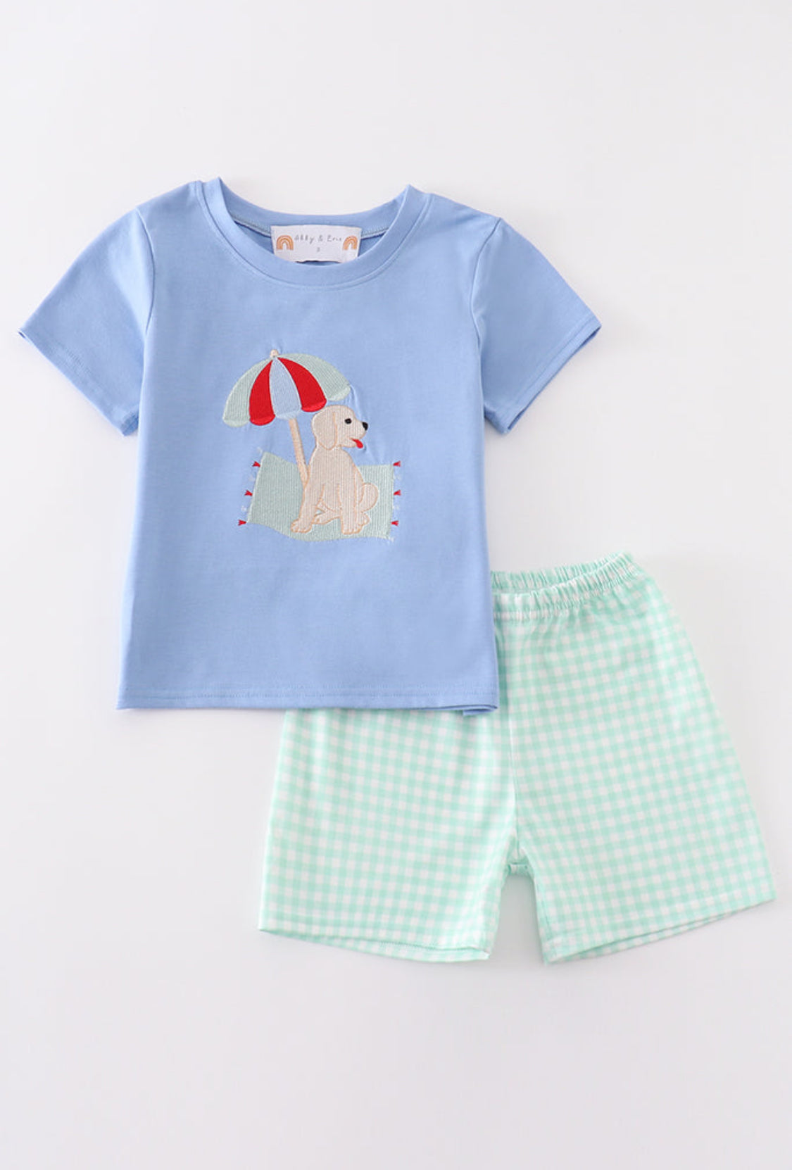 Blue Beach Puppy Embroidery Boy’s Set