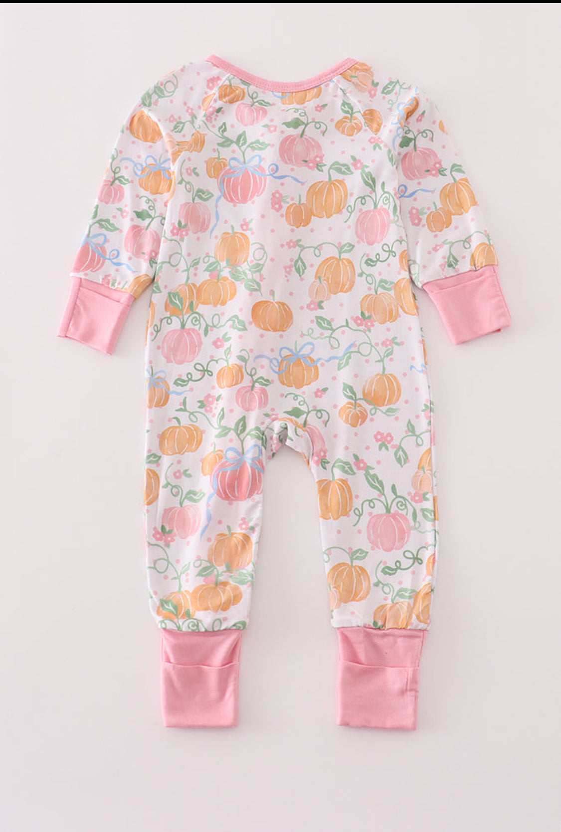 Pink Pumpkin Bamboo Girl Pajamas Romper